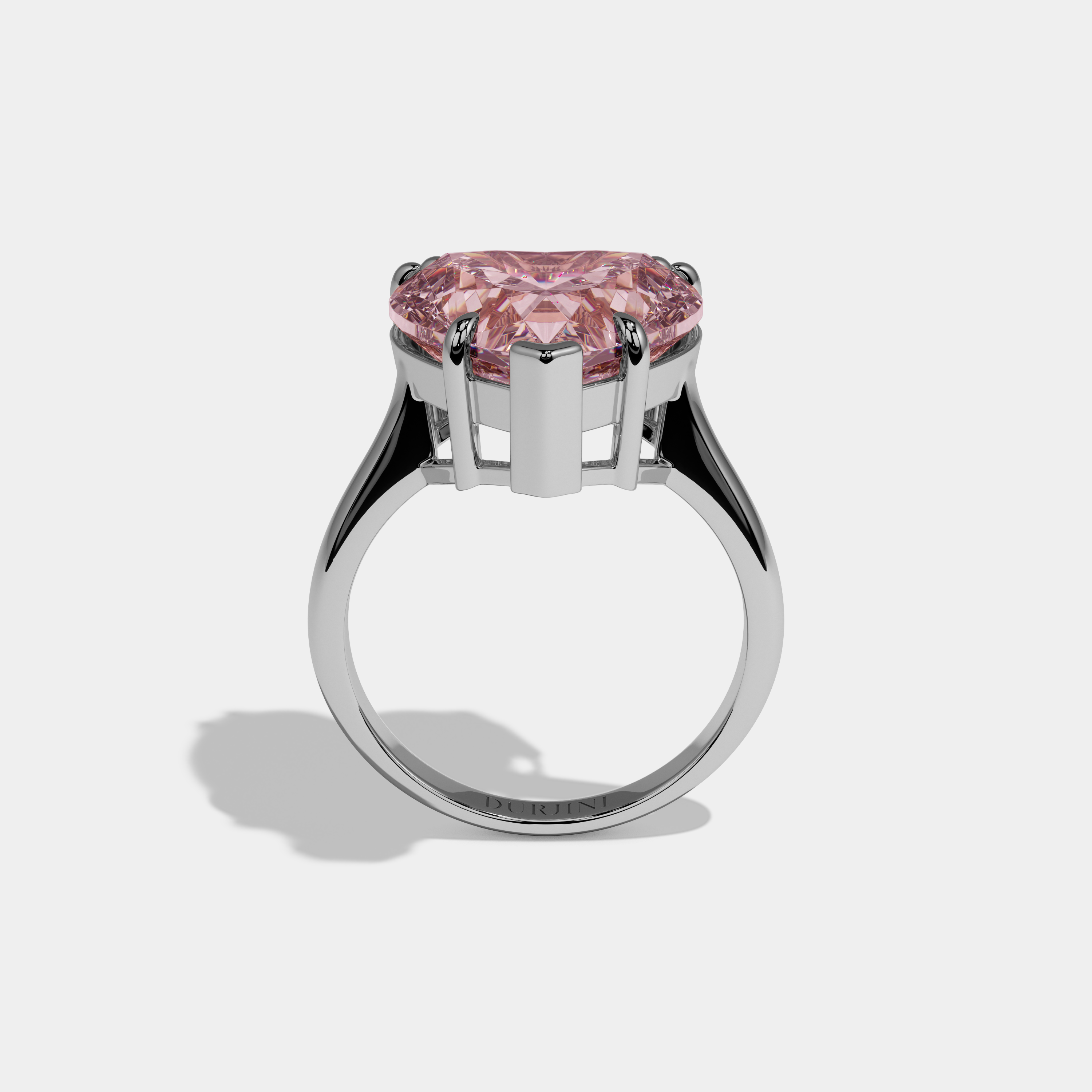 Arabella Fancy Pink Heart Brilliant Cut Diamond Plain Band Engagement Ring 6ct 18K White Gold