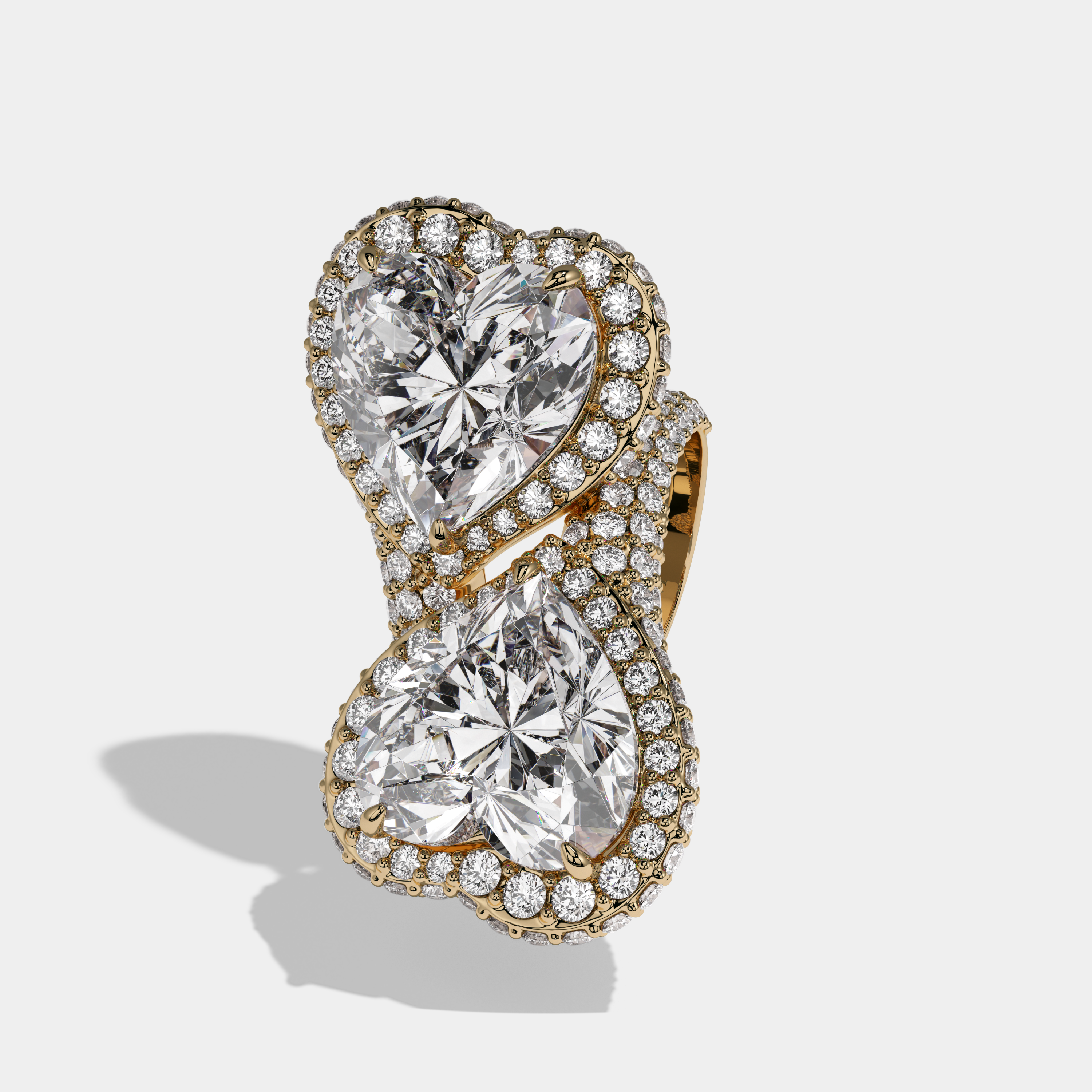 Elizabeth Princess Cut Double Diamond Halo Band Engagement Ring 10ct 18K Yellow Gold