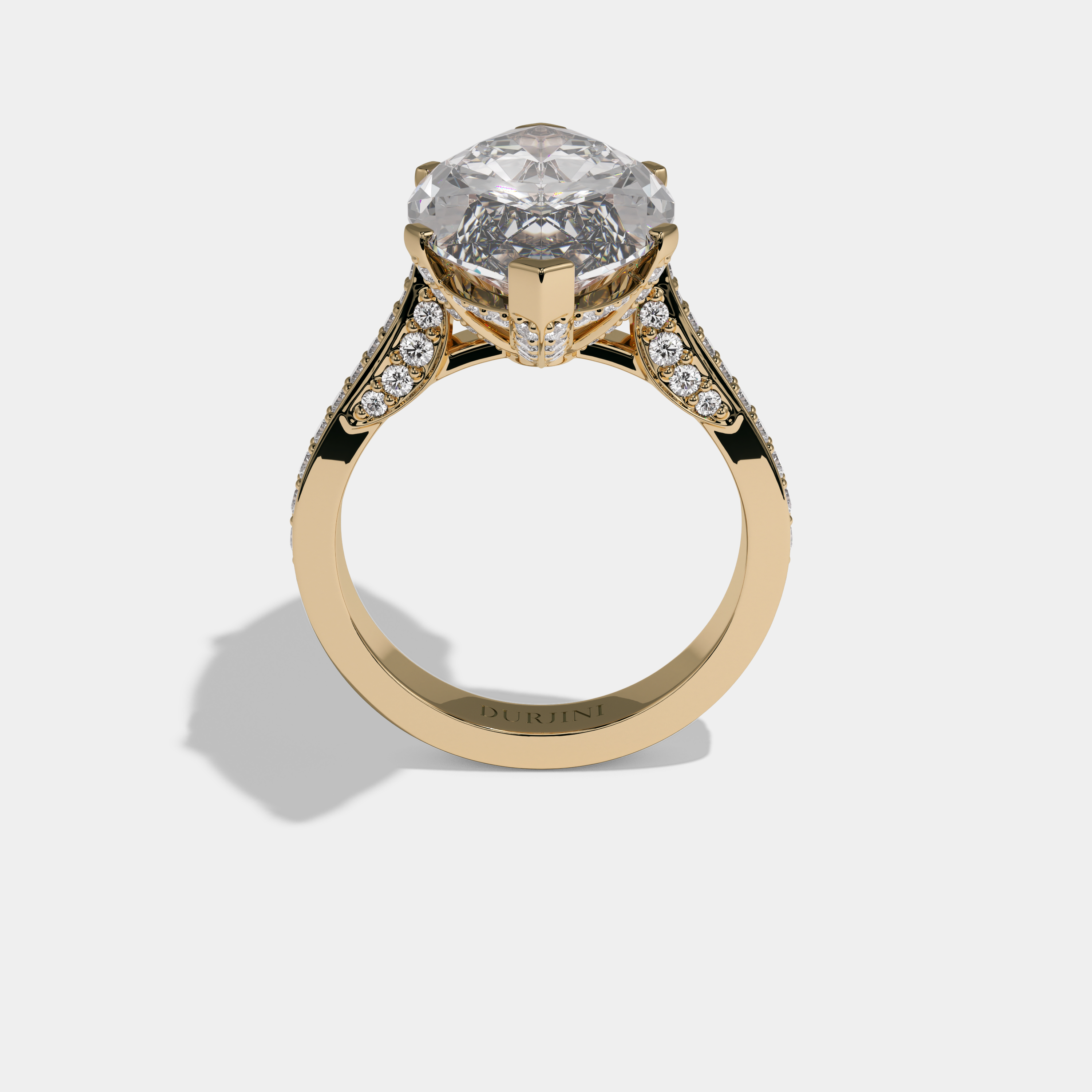 Elizabeth Marquise Cut Diamond Halo Diamond Band Engagement Ring 10ct 18K Yellow Gold