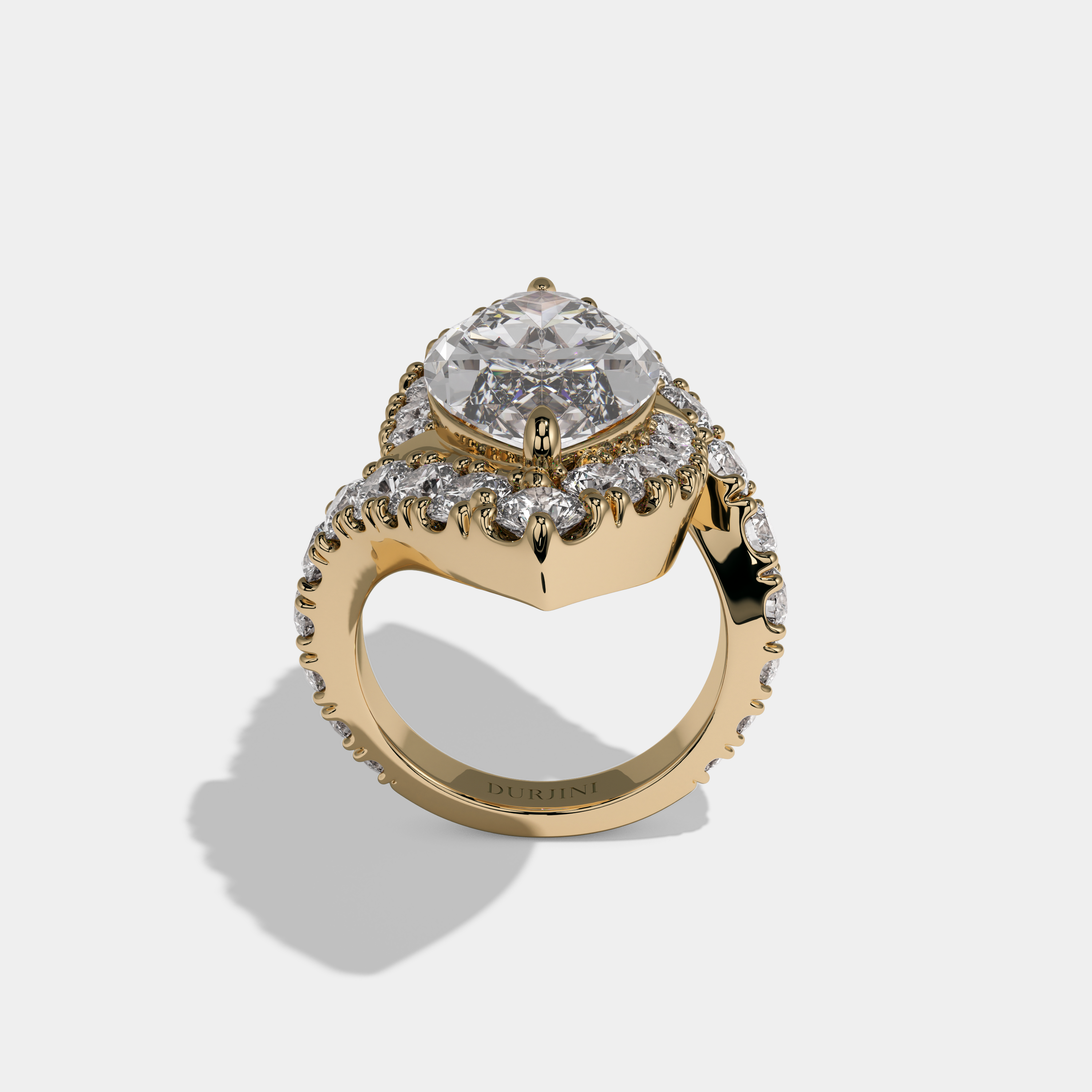 Victoria Marquise Twin Cut Diamond Halo Band Engagement Ring 10ct 18k Yellow Gold