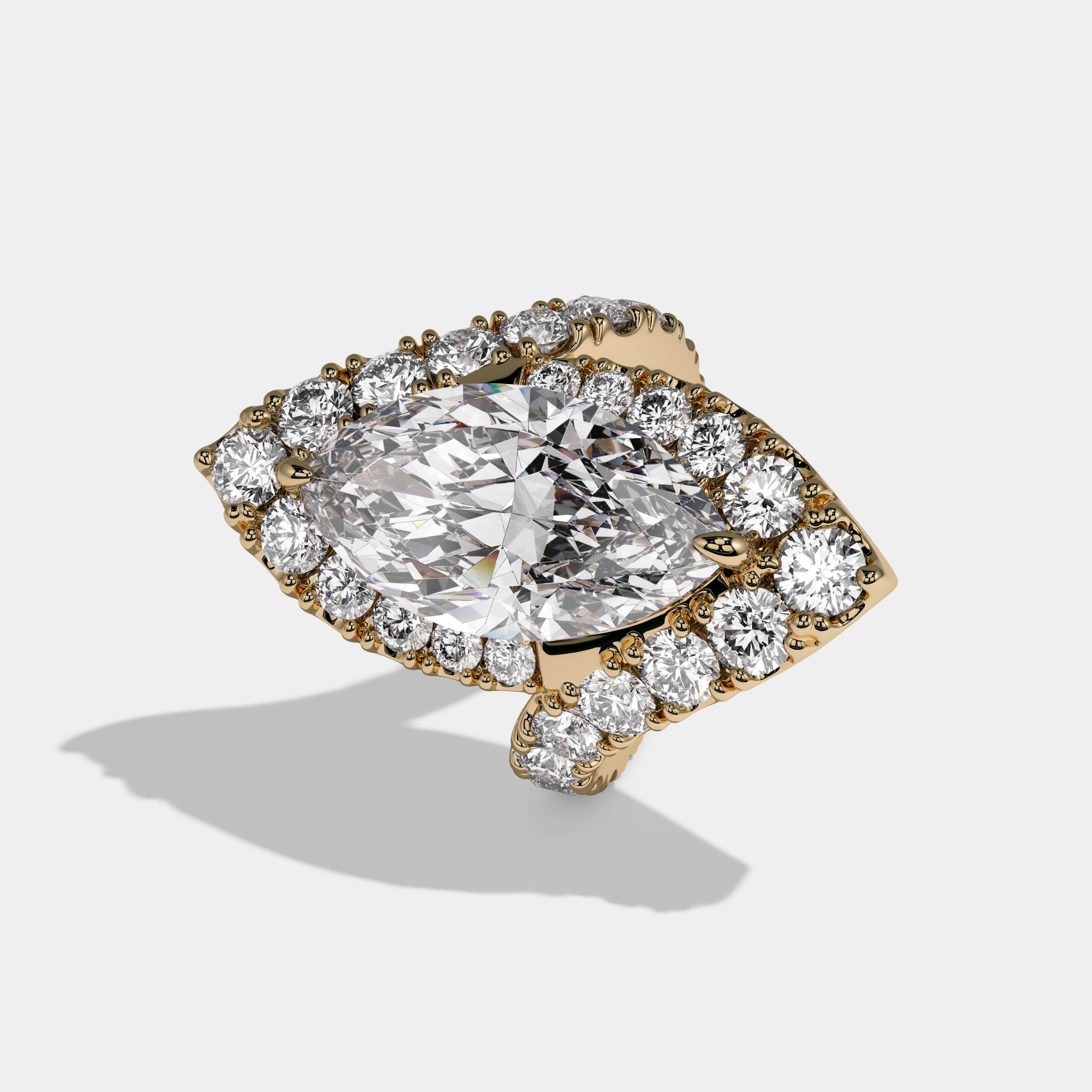 Victoria Marquise Twin Cut Diamond Halo Band Engagement Ring 10ct 18k Yellow Gold