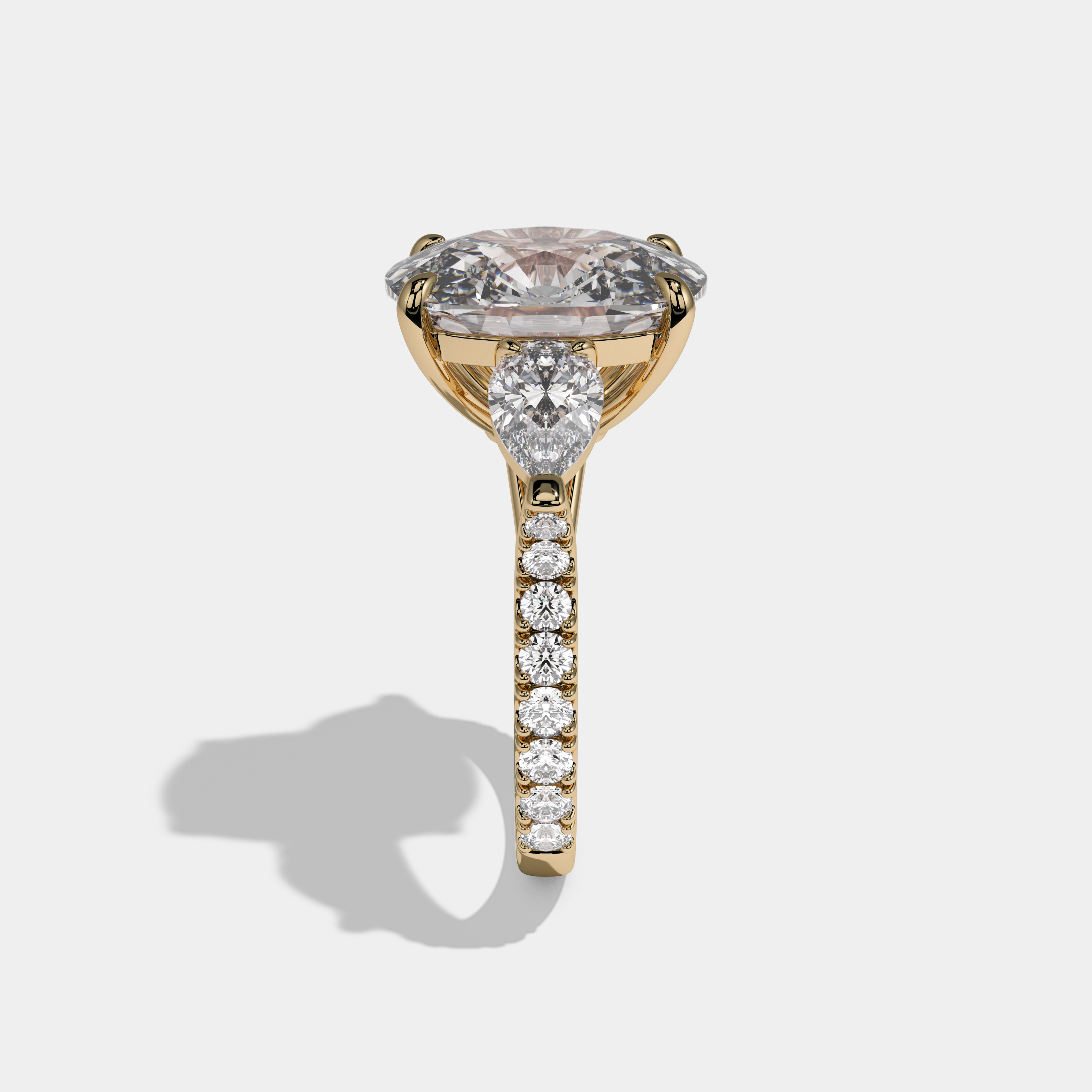 Charlotte Cushion Cut Diamond Halo With Pear Sides Engagement Ring 10ct 18k Yellow Gold