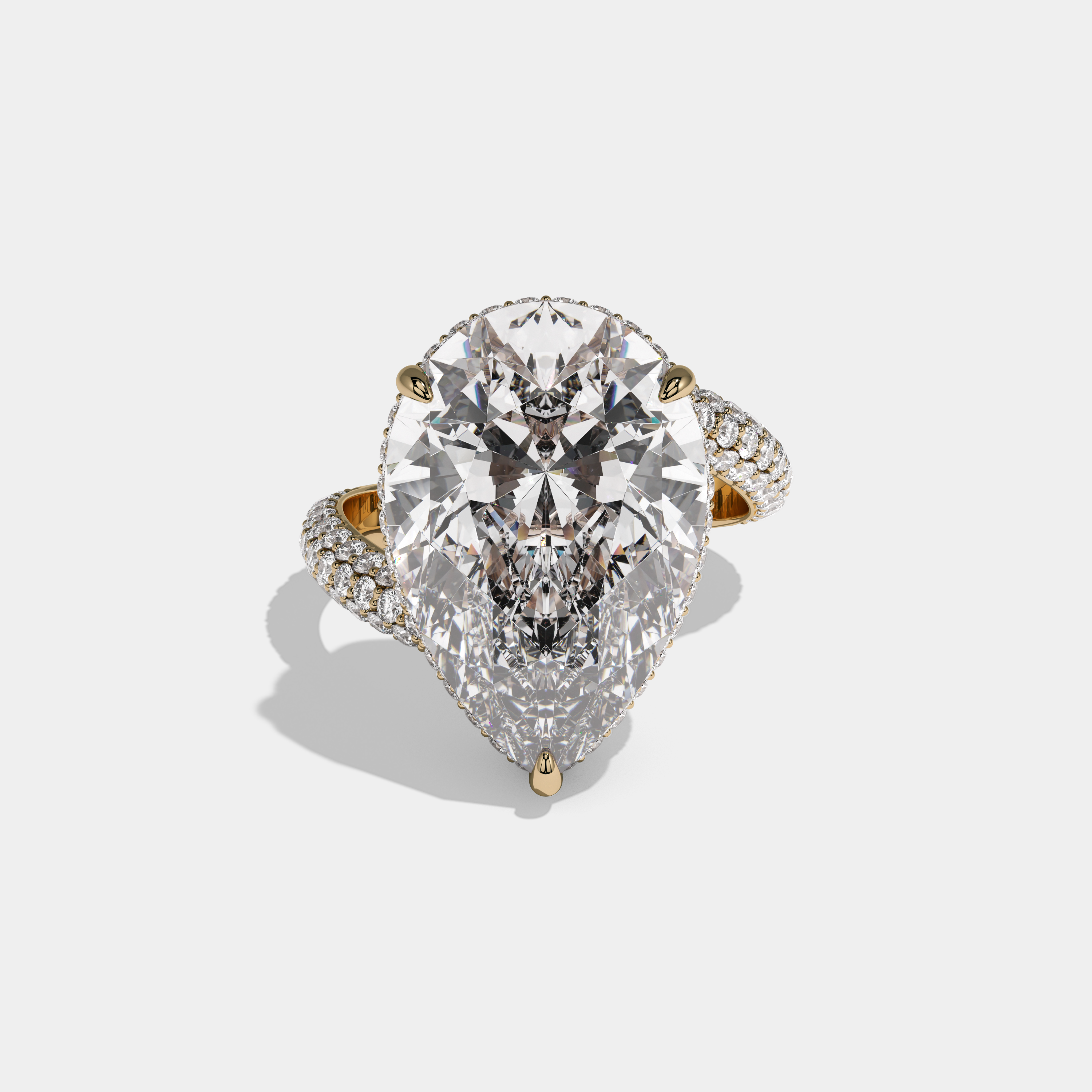 Victoria Pear Brilliant Cut Diamond Halo Engagement Ring 10ct 18k Yellow Gold