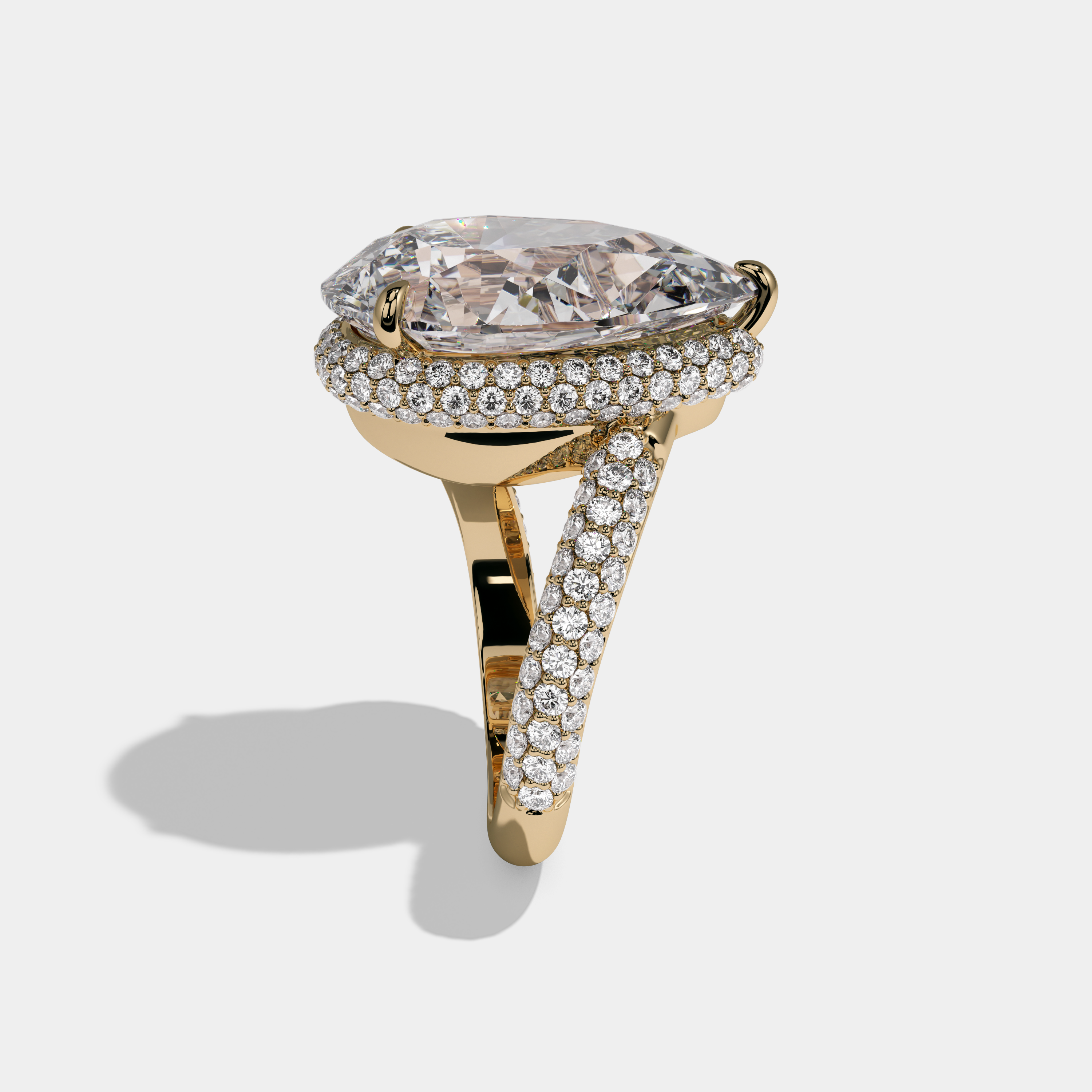 Victoria Pear Brilliant Cut Diamond Halo Engagement Ring 10ct 18k Yellow Gold