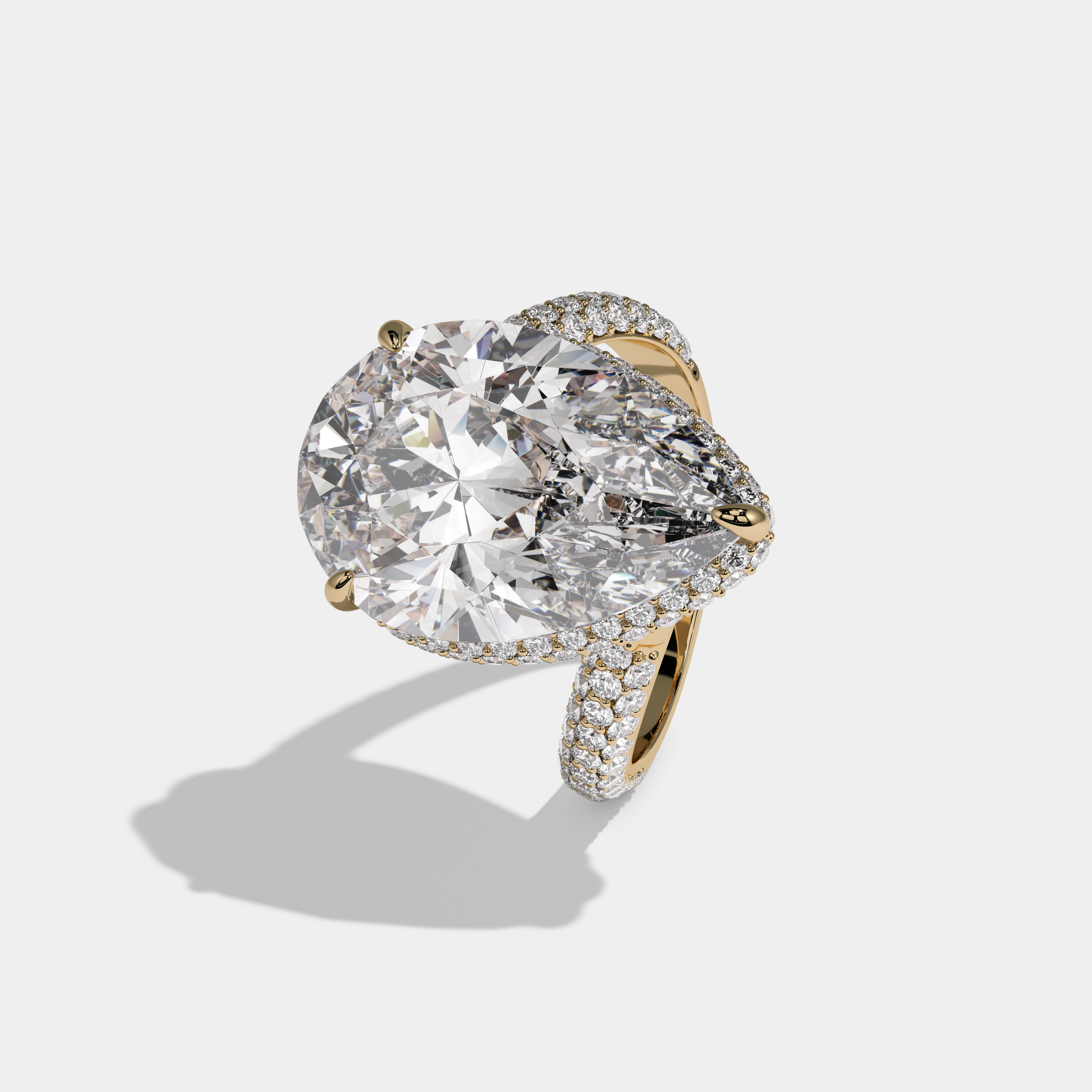 Victoria Pear Brilliant Cut Diamond Halo Engagement Ring 10ct 18k Yellow Gold