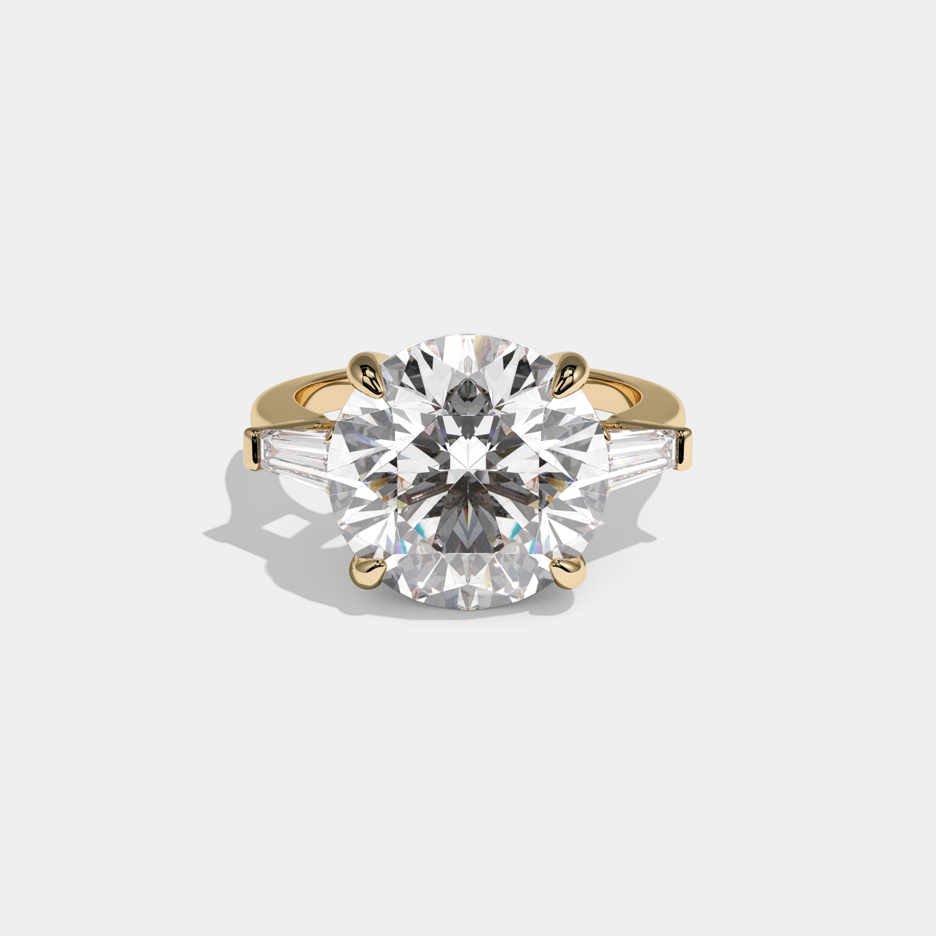 Eleanor Round Brilliant Cut Diamond Halo Plain Band Engagement Ring 7ct 18k Yellow Gold