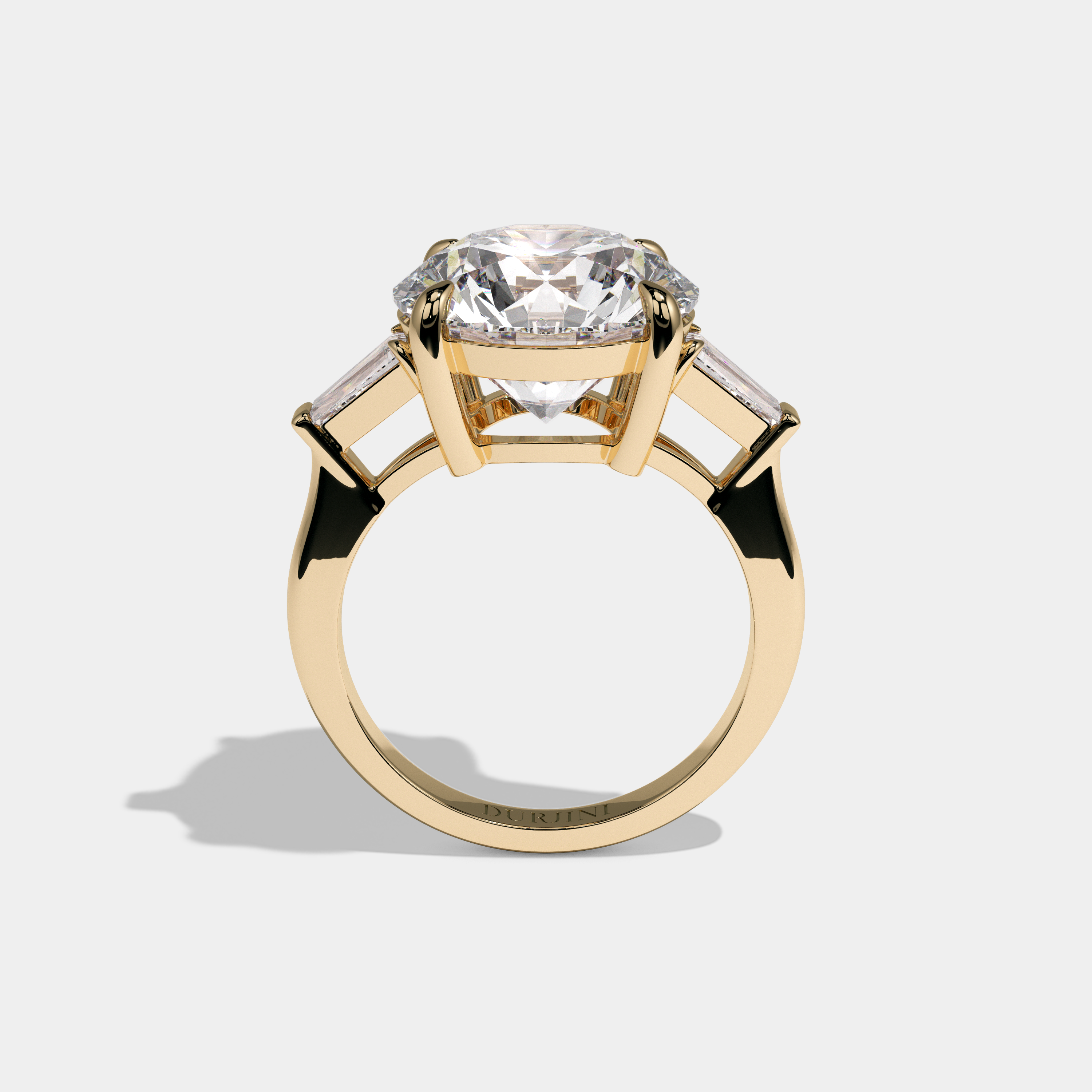 Eleanor Round Brilliant Cut Diamond Halo Plain Band Engagement Ring 7ct 18k Yellow Gold