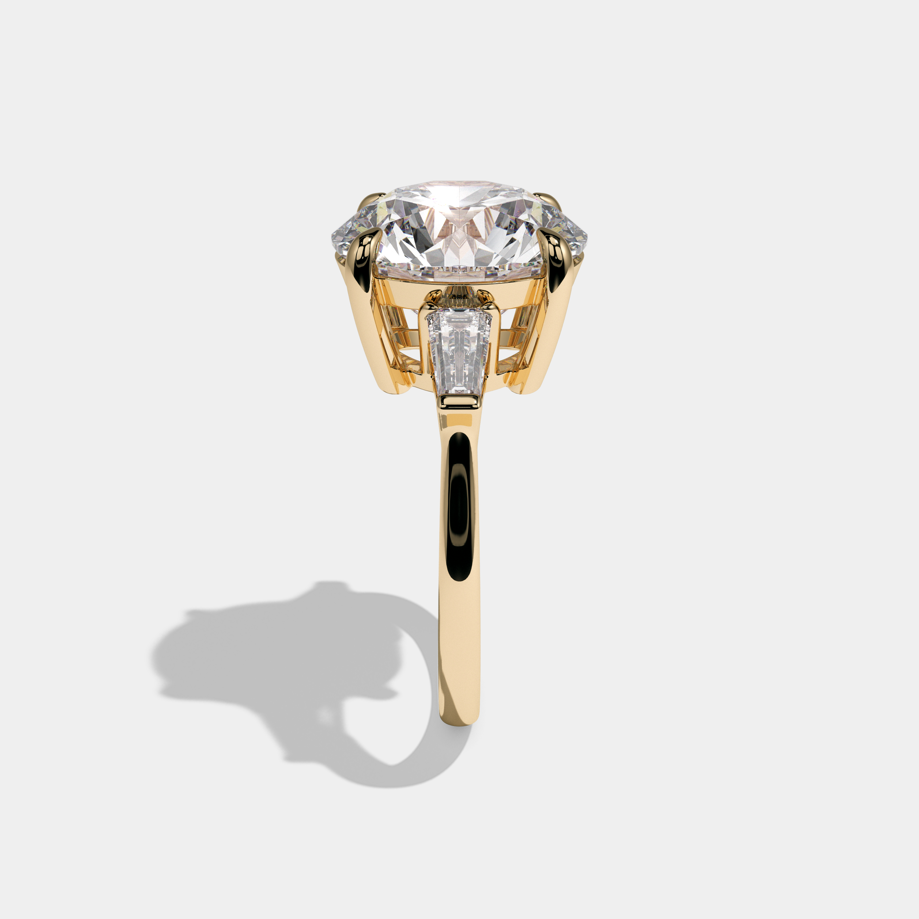 Eleanor Round Brilliant Cut Diamond Halo Plain Band Engagement Ring 7ct 18k Yellow Gold