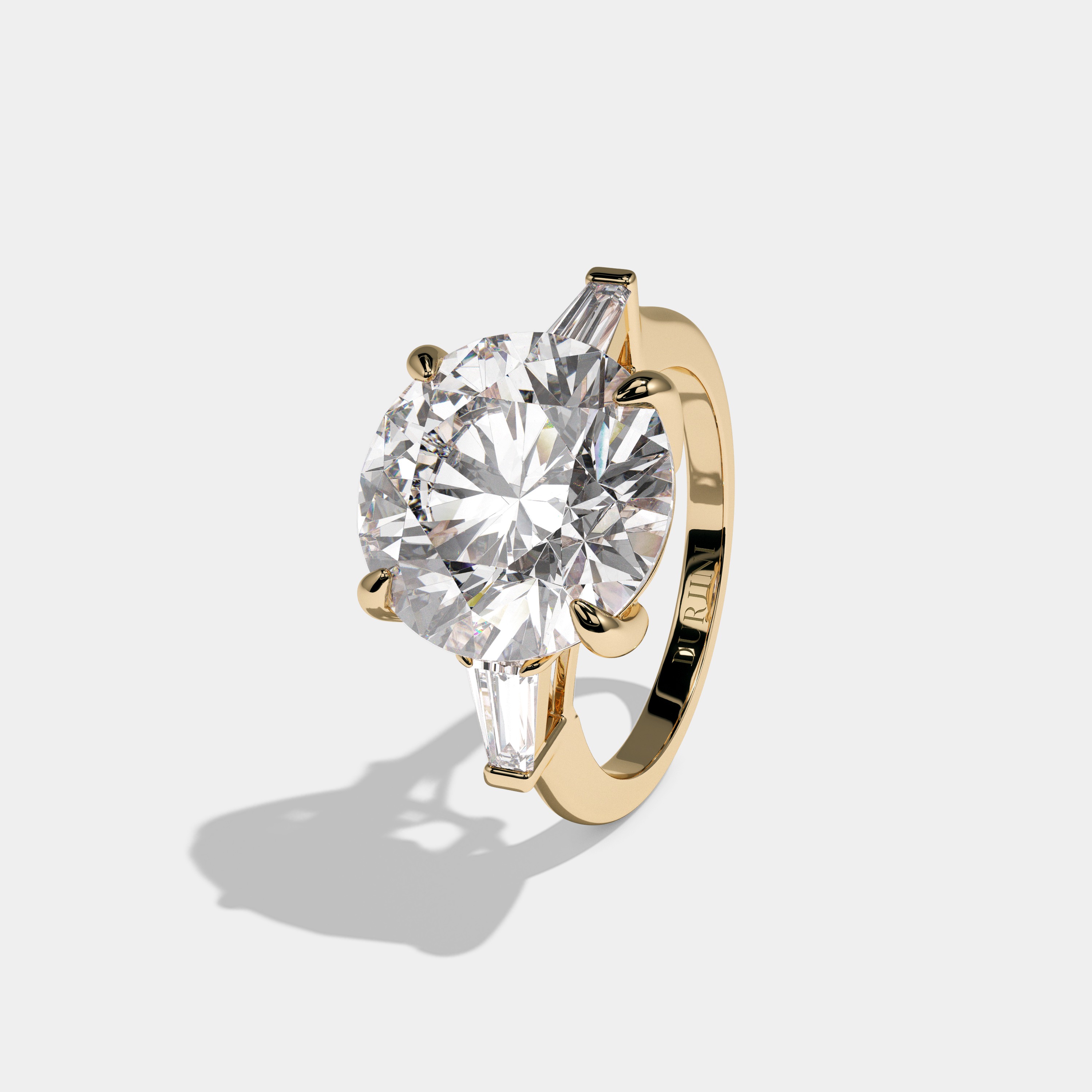 Eleanor Round Brilliant Cut Diamond Halo Plain Band Engagement Ring 7ct 18k Yellow Gold