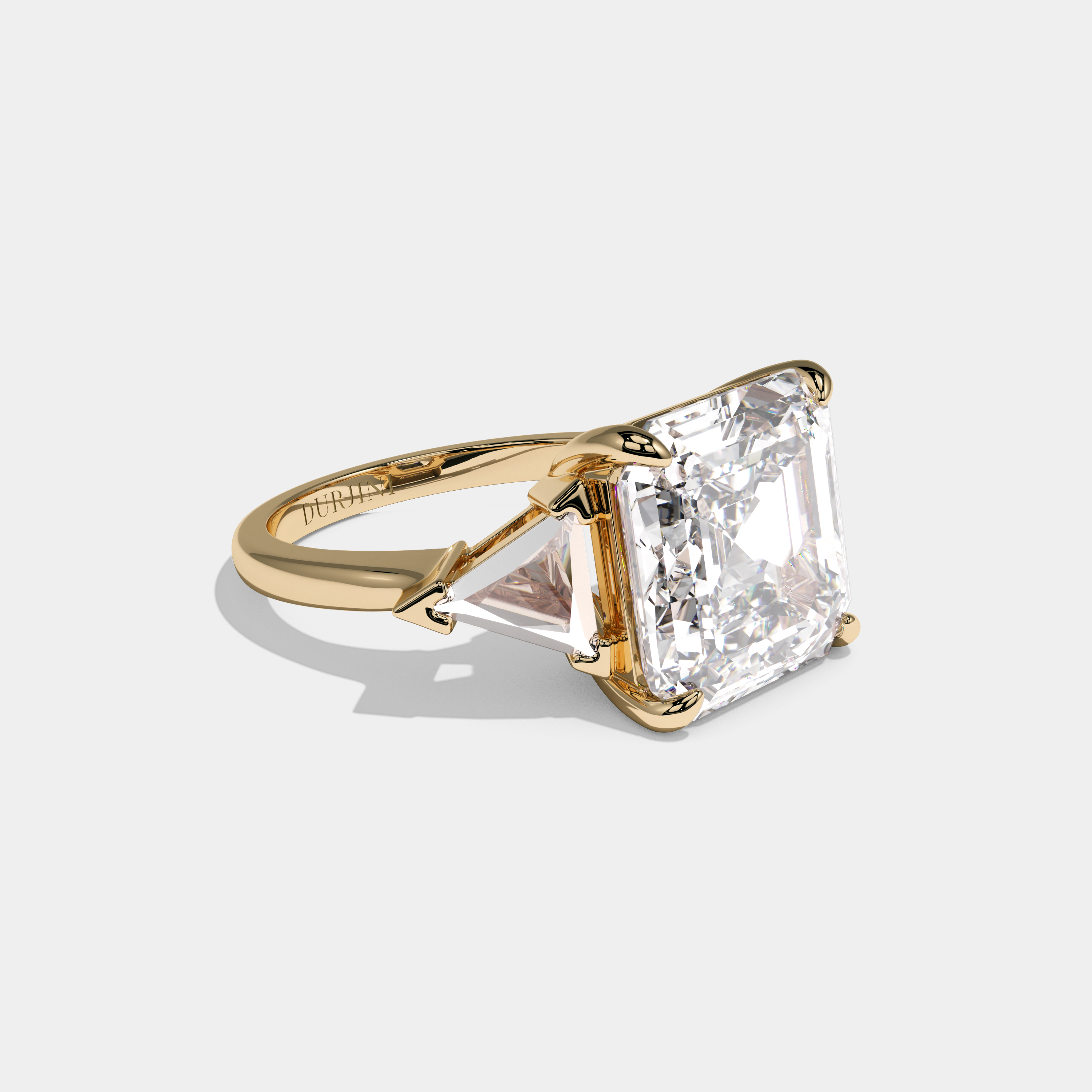 Victoria Asscher Cut Diamond Halo Plain Band Engagement Ring 10ct 18K Yellow Gold