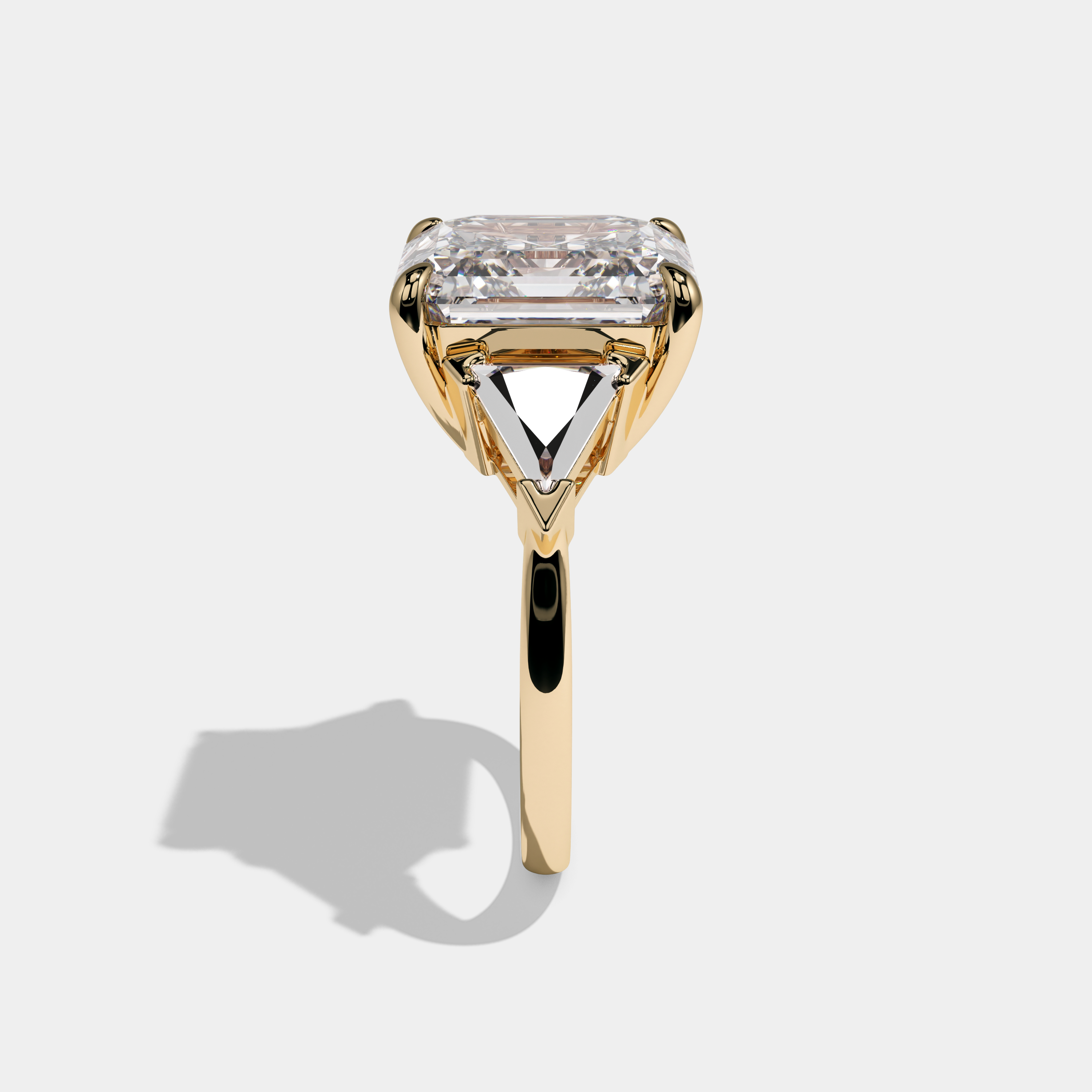 Victoria Asscher Cut Diamond Halo Plain Band Engagement Ring 10ct 18K Yellow Gold