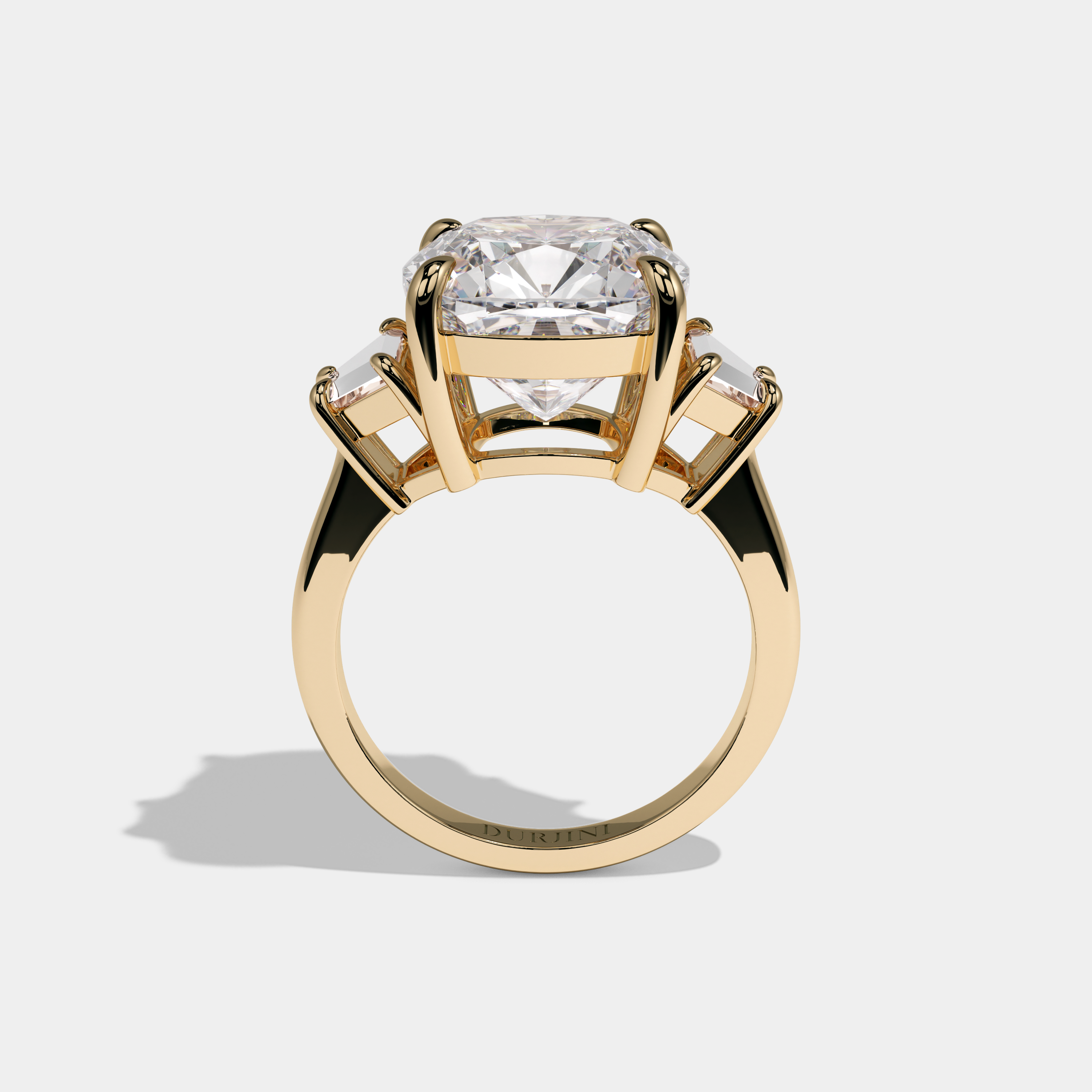 Victoria Cushion Cut Diamond Halo Plain Band Engagement Ring 10ct 18K Yellow Gold