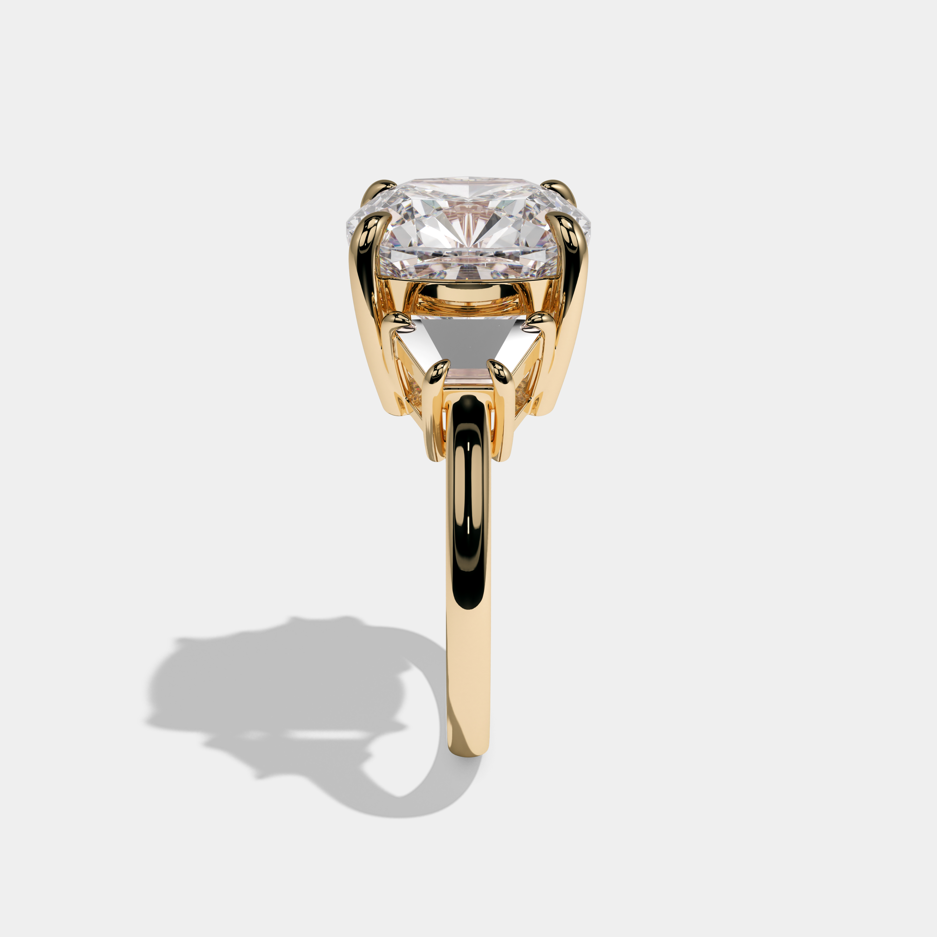 Victoria Cushion Cut Diamond Halo Plain Band Engagement Ring 10ct 18K Yellow Gold