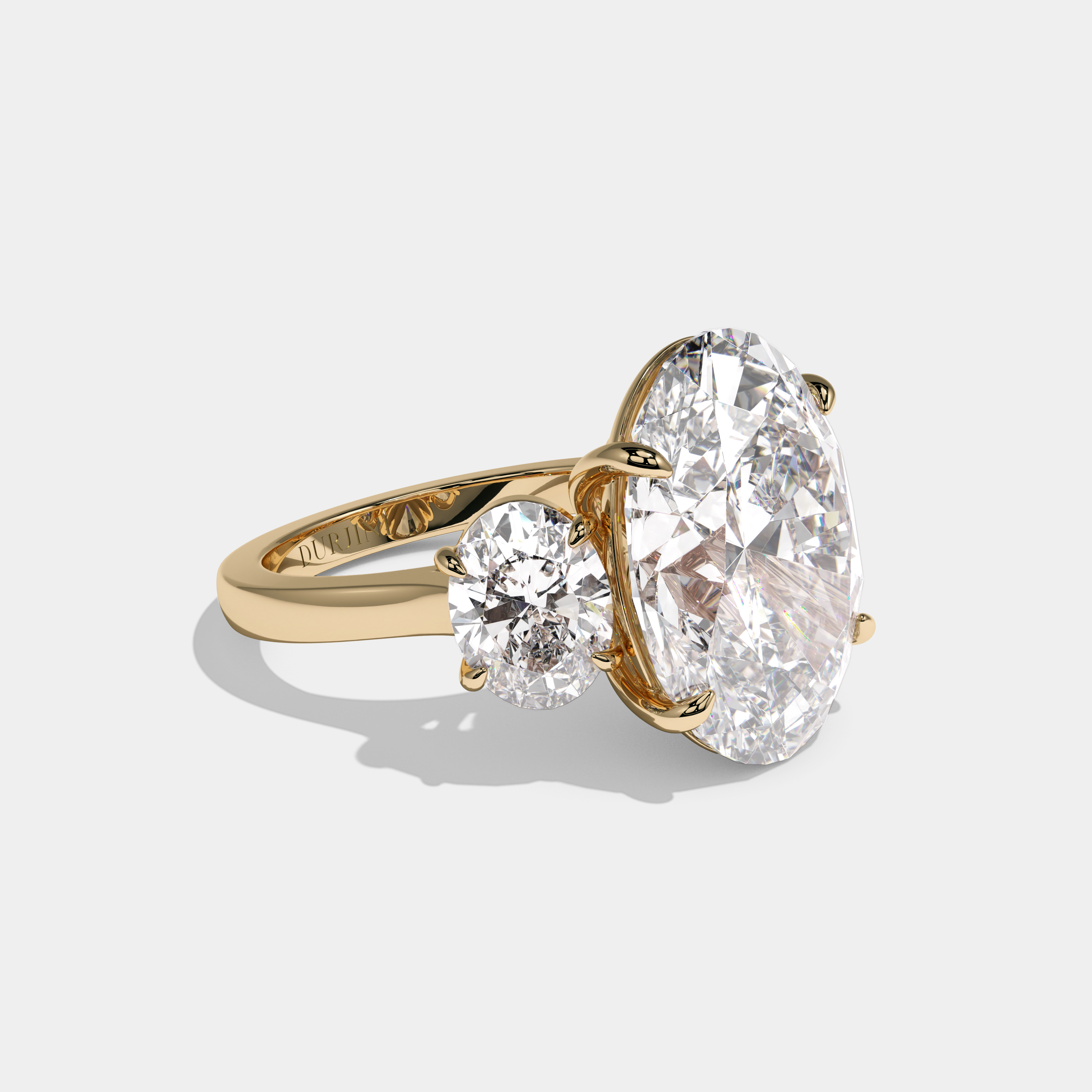 Victoria Oval Cut Diamond Halo Engagement Ring Plain Band 10ct 18K Yellow Gold