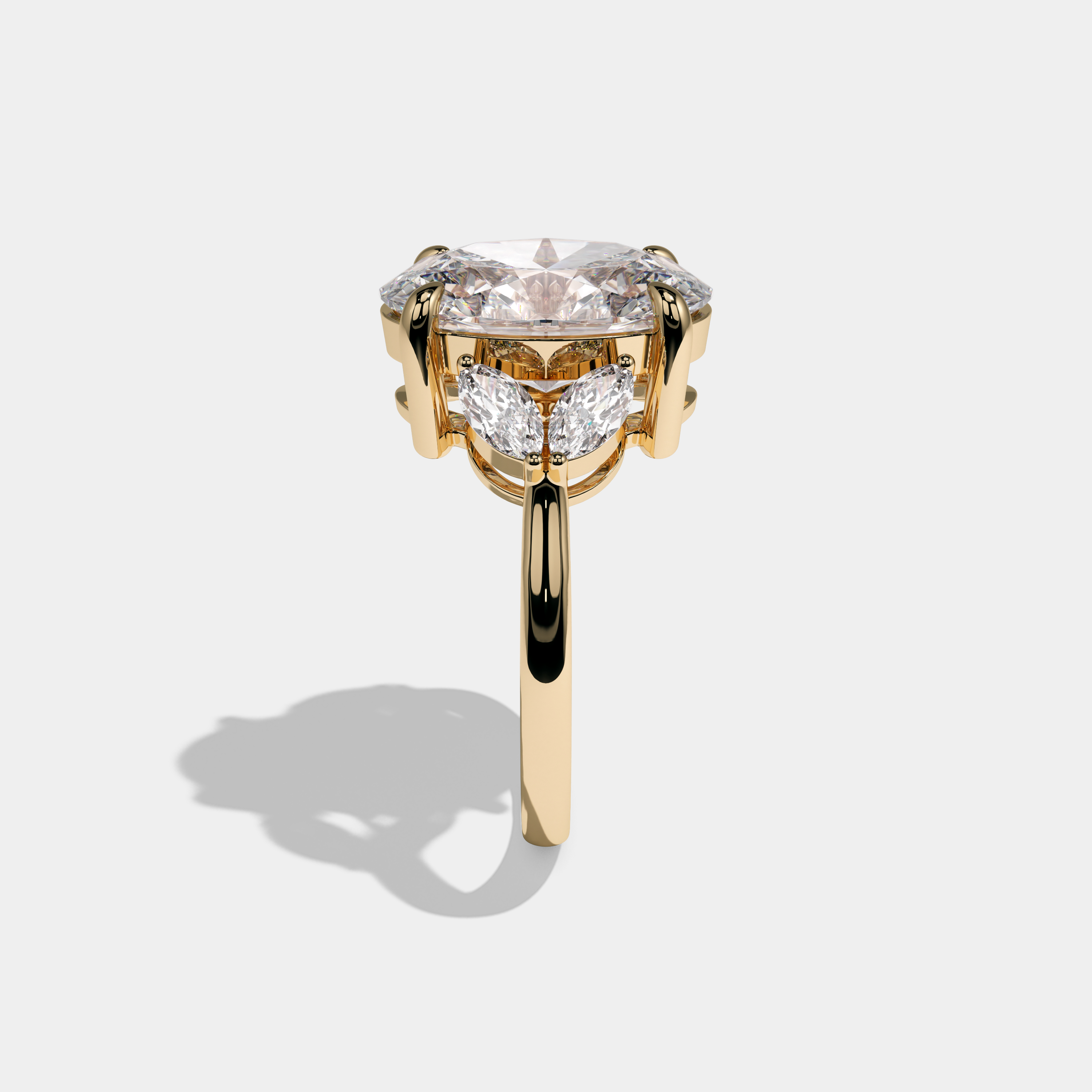 Eleanor Oval Cut Diamond Halo Engagement Ring Simple Band 8ct 18K Yellow Gold