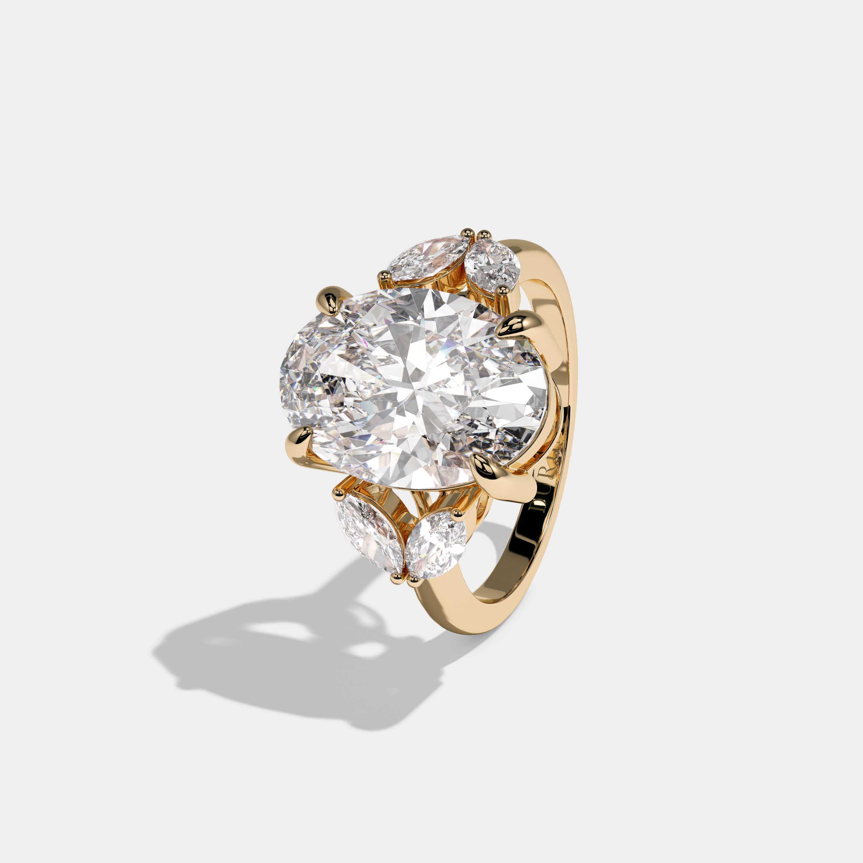 Eleanor Oval Cut Diamond Halo Engagement Ring Simple Band 8ct 18K Yellow Gold