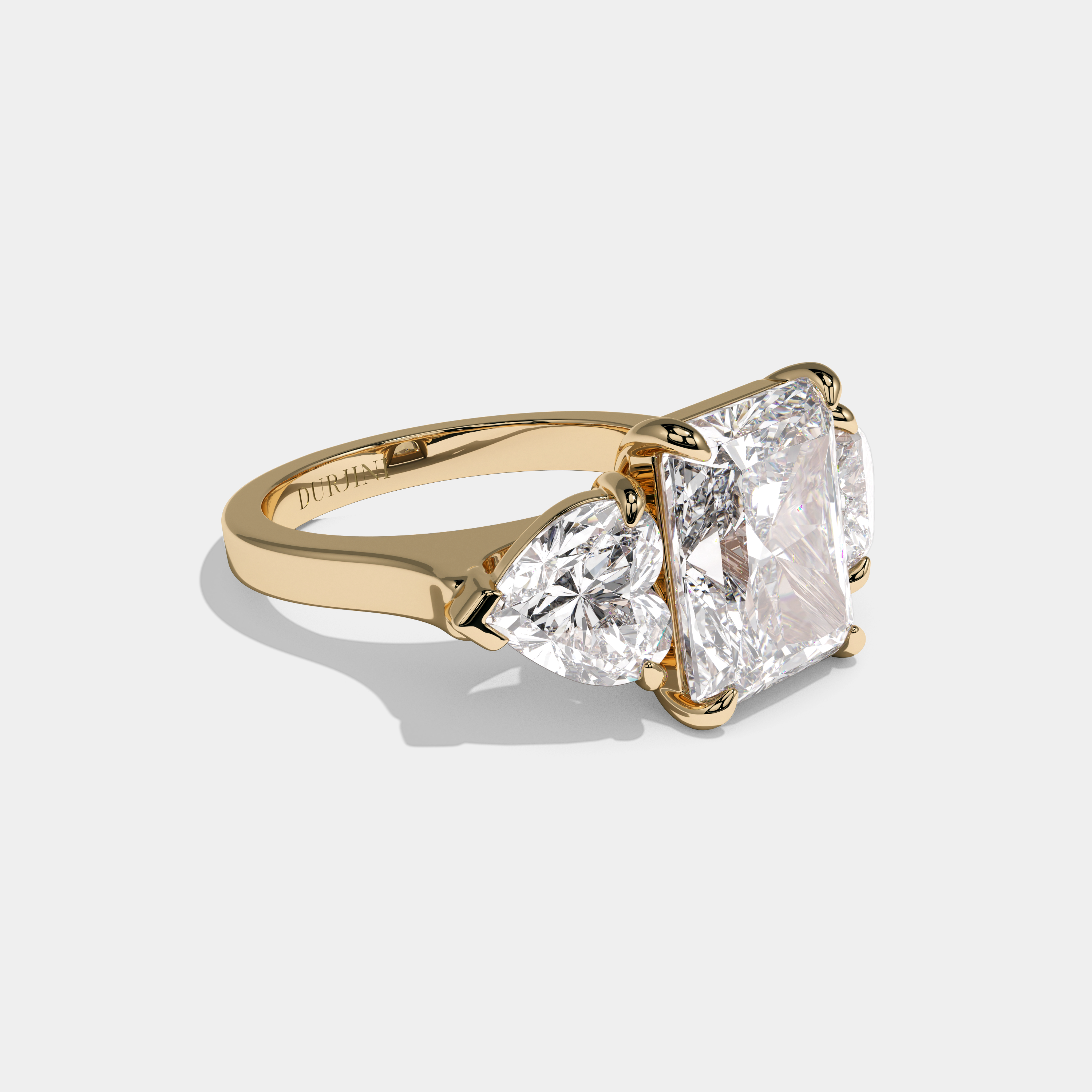 Rosie Radiant Cut Diamond Halo Engagement Ring Simple Band 10ct 18K Yellow Gold