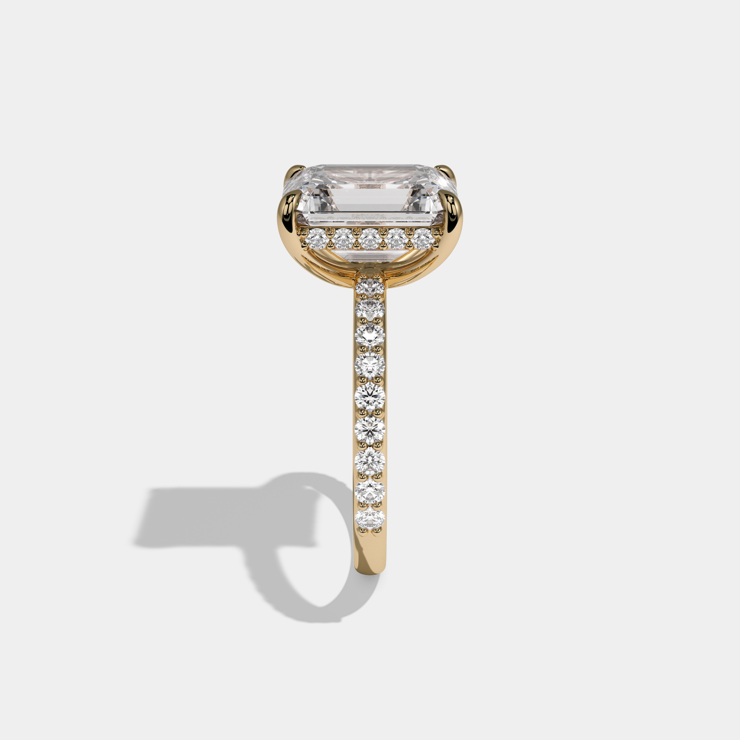 Charlotte Emerald Cut Diamond Halo Engagement Ring 10ct 18K Yellow Gold