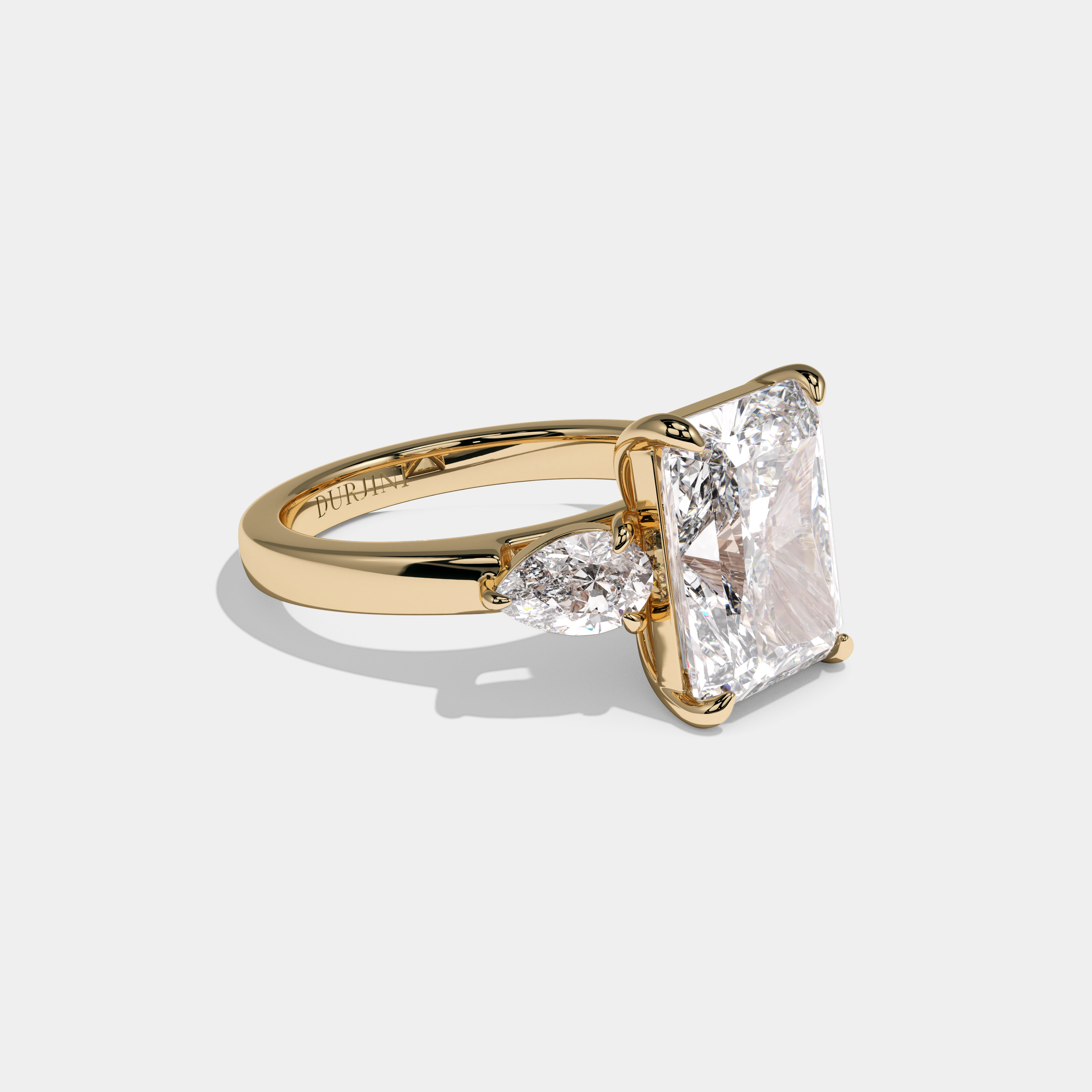 Rosalind Radiant Cut Diamond Halo Engagement Ring Plain Band 10ct 18K Yellow Gold