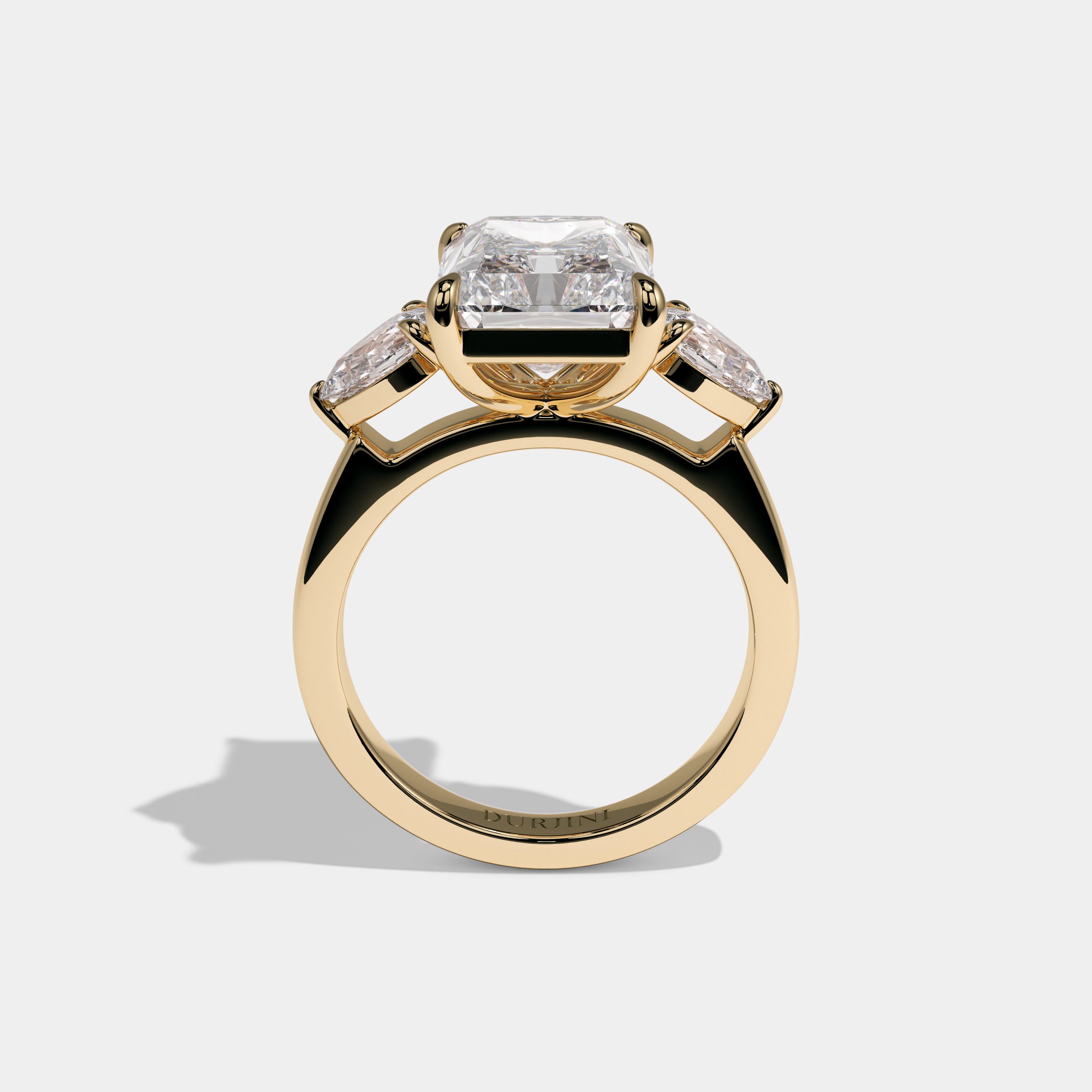 Rosalind Radiant Cut Diamond Halo Engagement Ring Plain Band 10ct 18K Yellow Gold