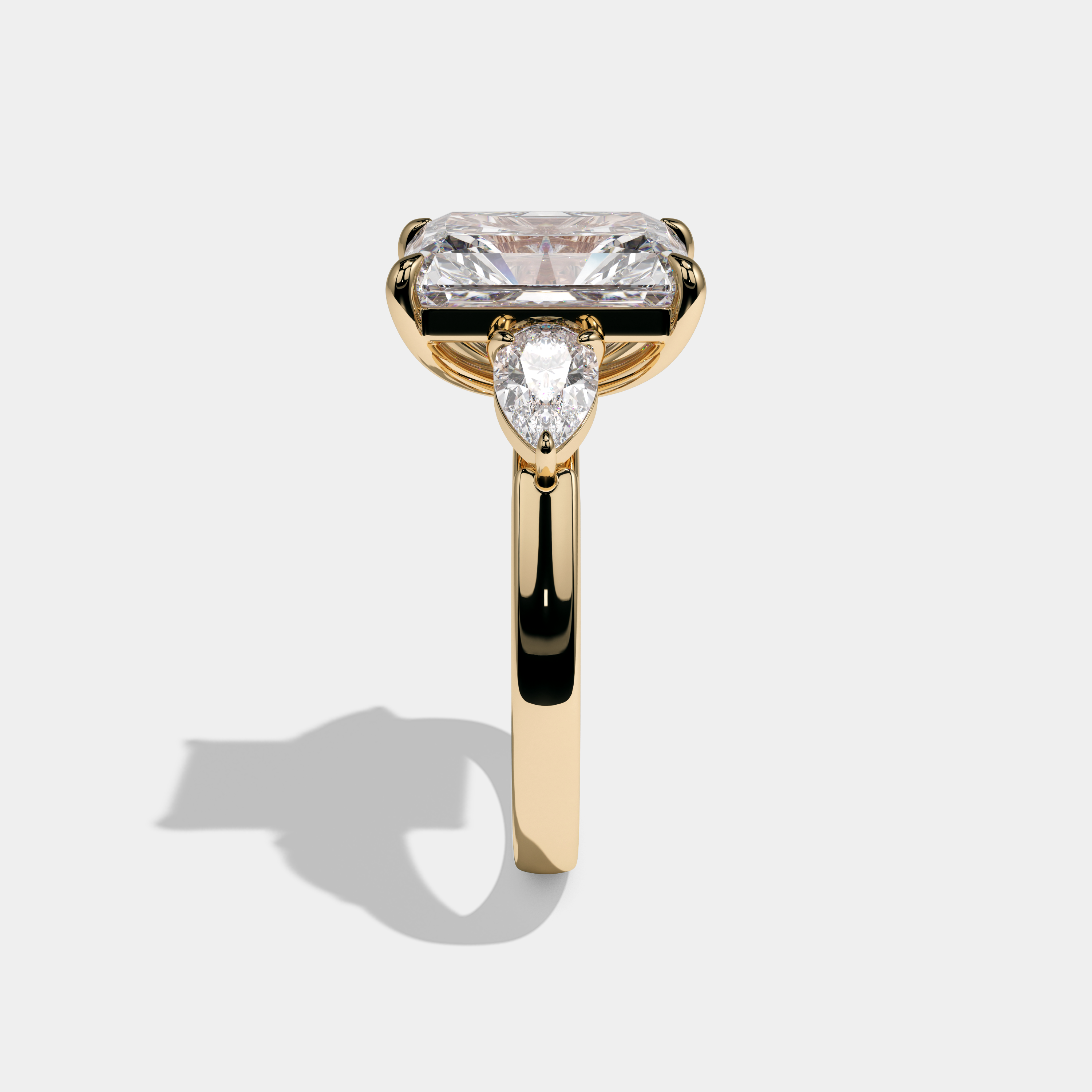 Rosalind Radiant Cut Diamond Halo Engagement Ring Plain Band 10ct 18K Yellow Gold