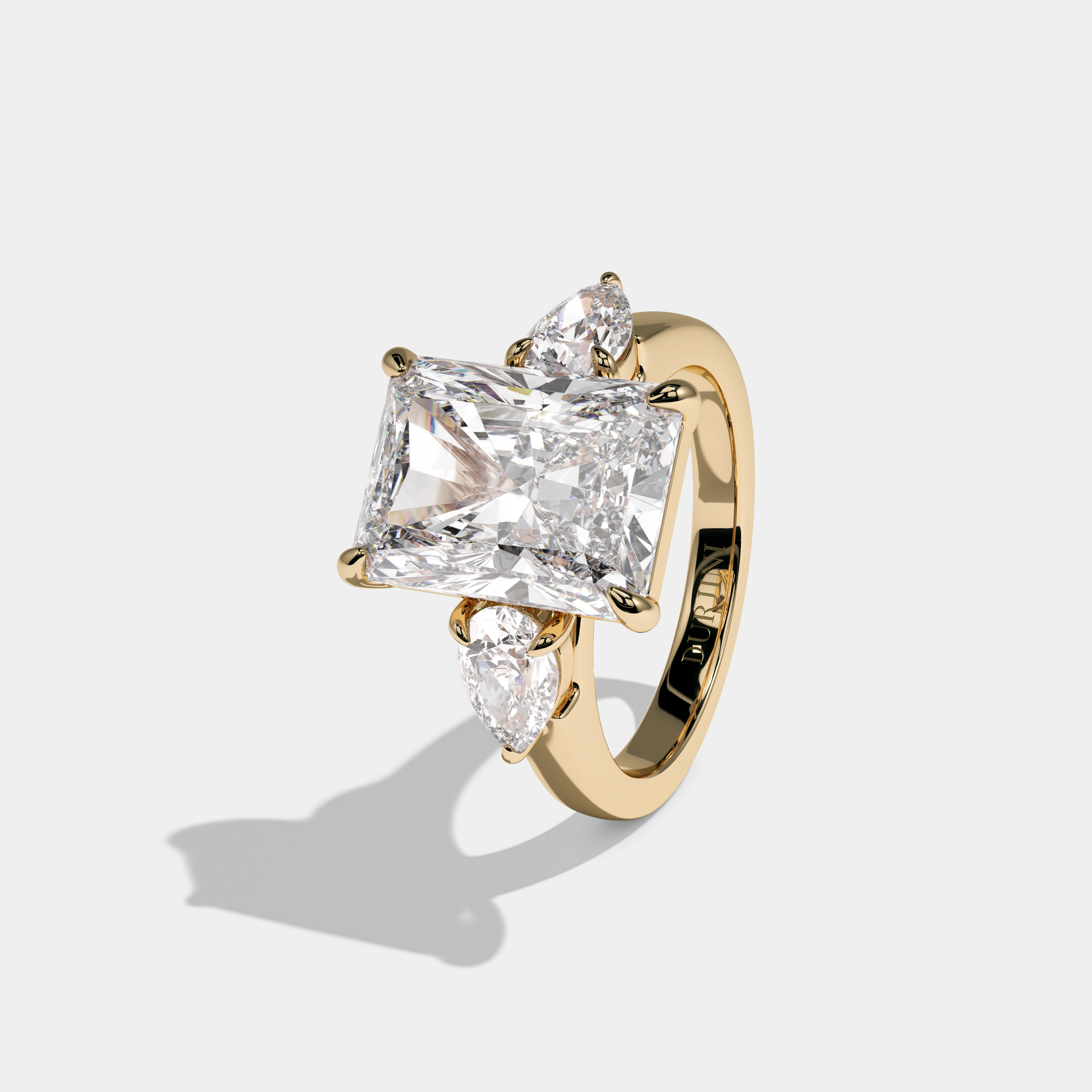 Rosalind Radiant Cut Diamond Halo Engagement Ring Plain Band 10ct 18K Yellow Gold