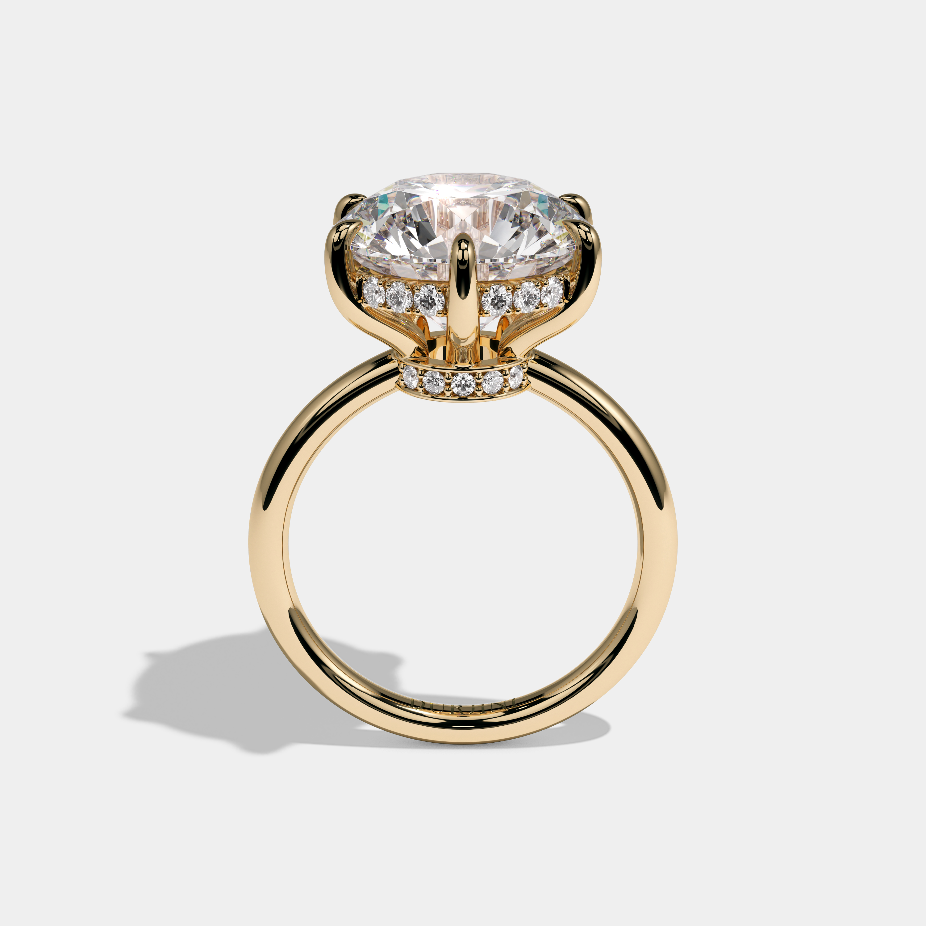 Sophia Round Brilliant Cut Diamond Halo Plain Band Engagement Ring 10ct 18K Yellow Gold