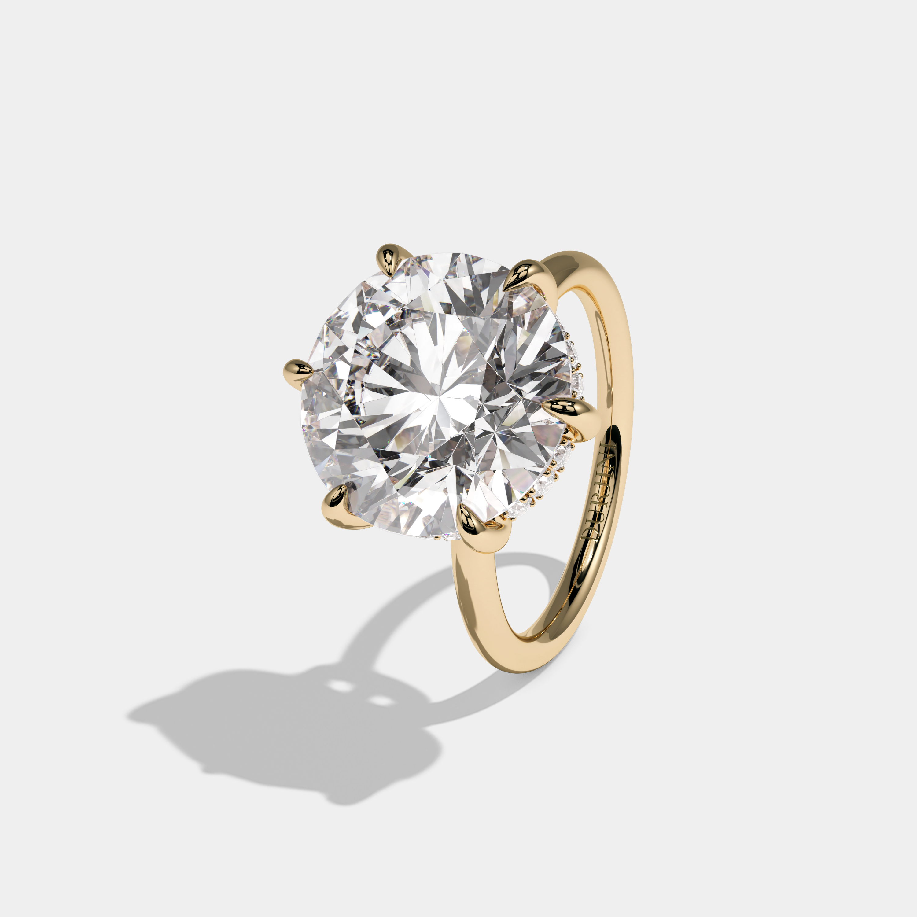 Sophia Round Brilliant Cut Diamond Halo Plain Band Engagement Ring 10ct 18K Yellow Gold