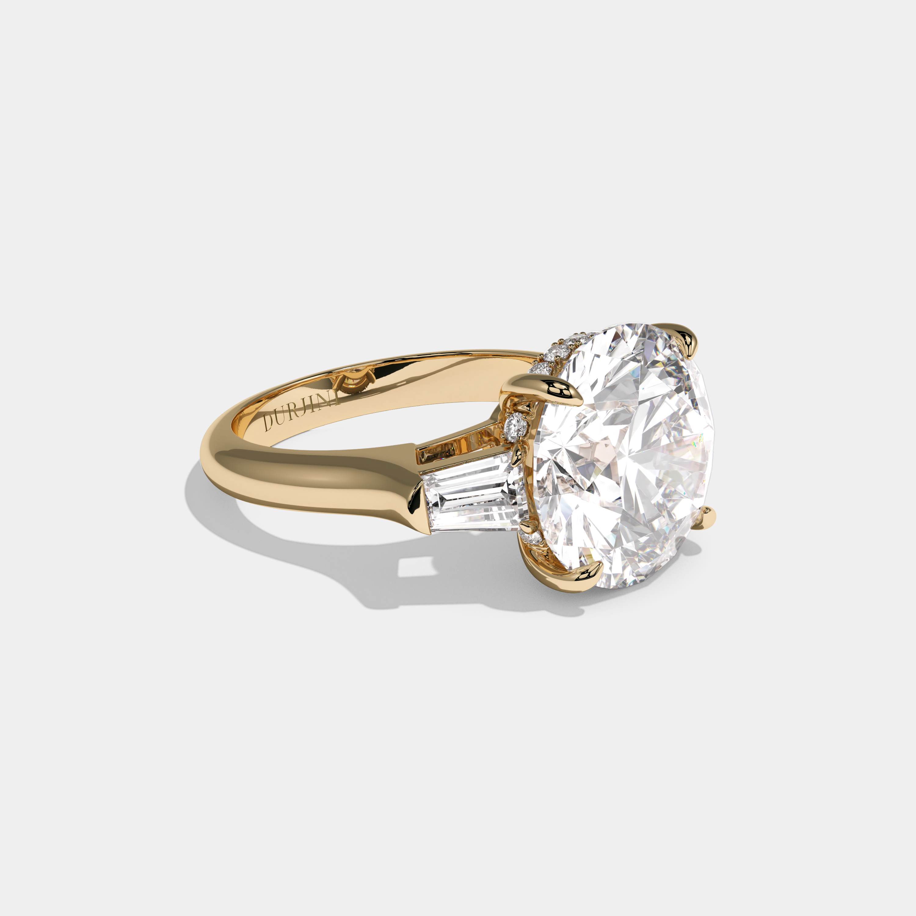 Charlotte Round Brilliant Cut Diamond Halo Plain Band Engagement Ring 10ct 18K Yellow Gold