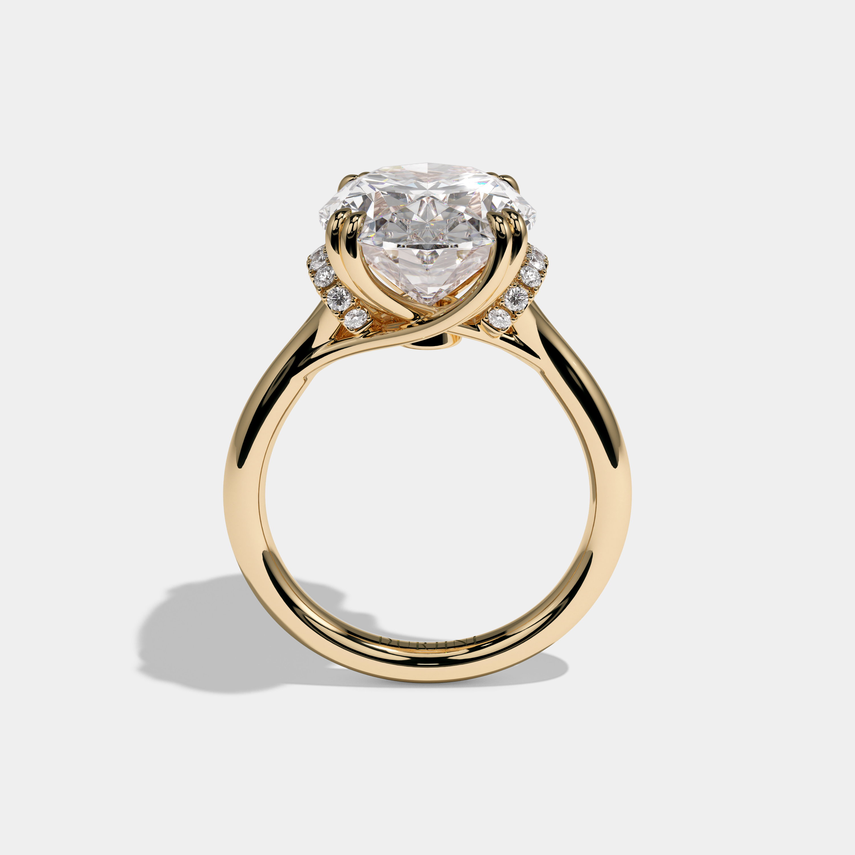Solène Oval Cut Diamond Engagement Ring Plain Band 10ct 18K Yellow Gold