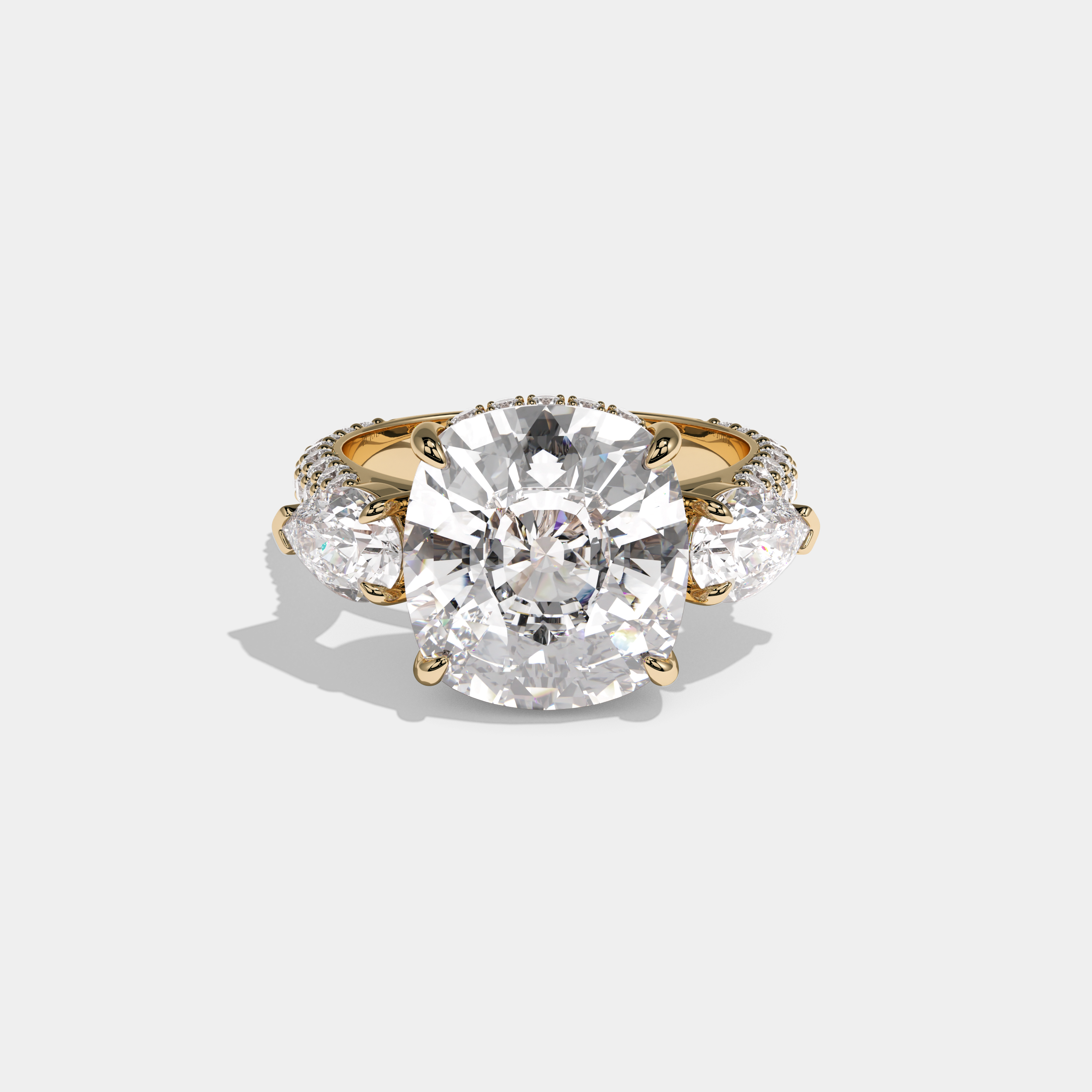 Florence Cushion Cut Diamond Band Engagement Ring 10ct 18K Yellow Gold