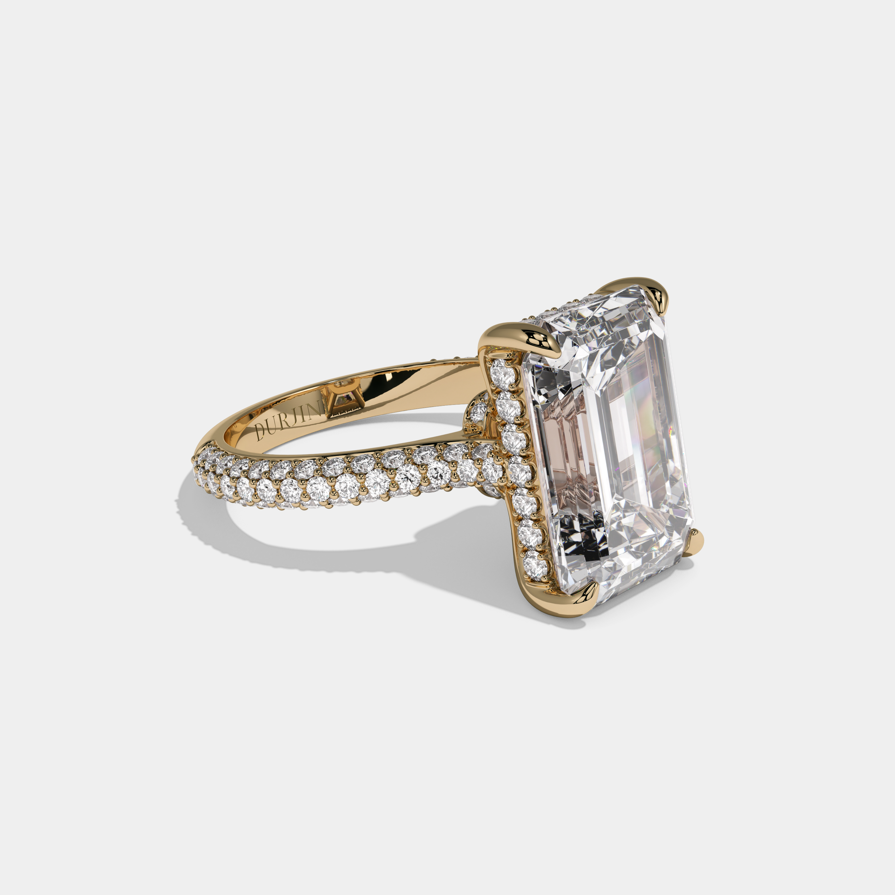 Diana Emerald Cut Diamond Band Engagement Ring 12ct 18k Yellow Gold