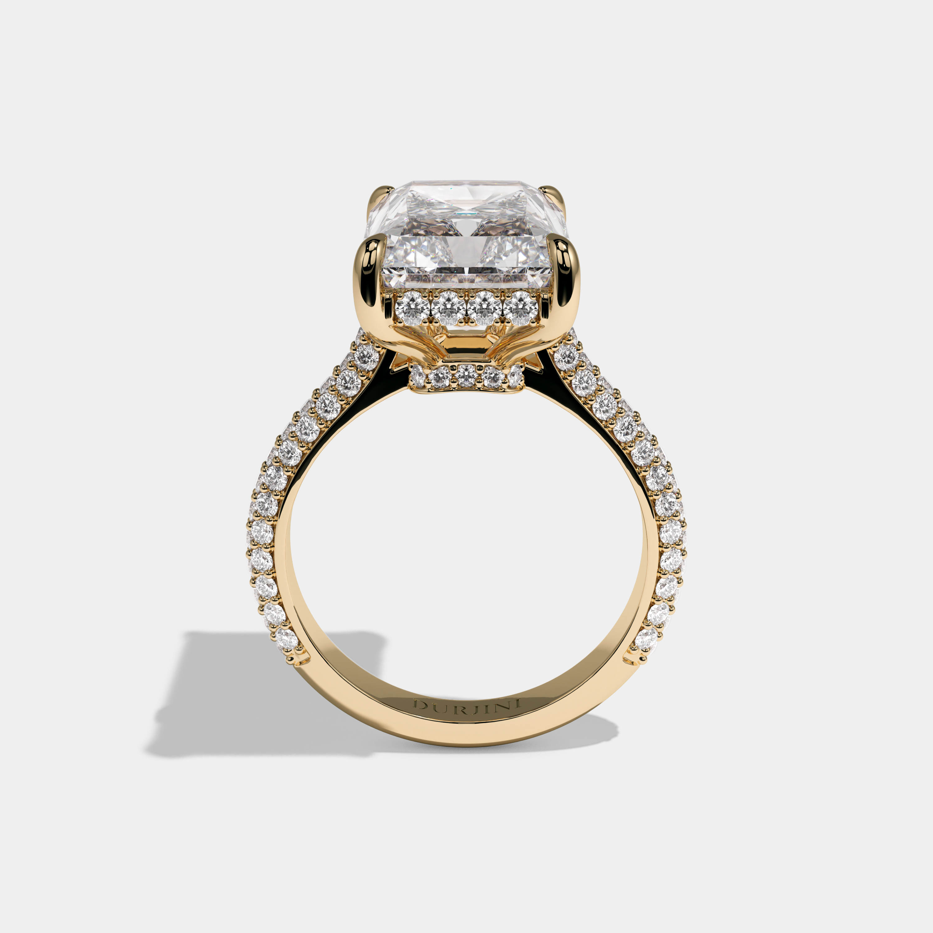 Iris Radiant Cut Diamond Halo Band Engagement Ring 8ct 18K Yellow Gold
