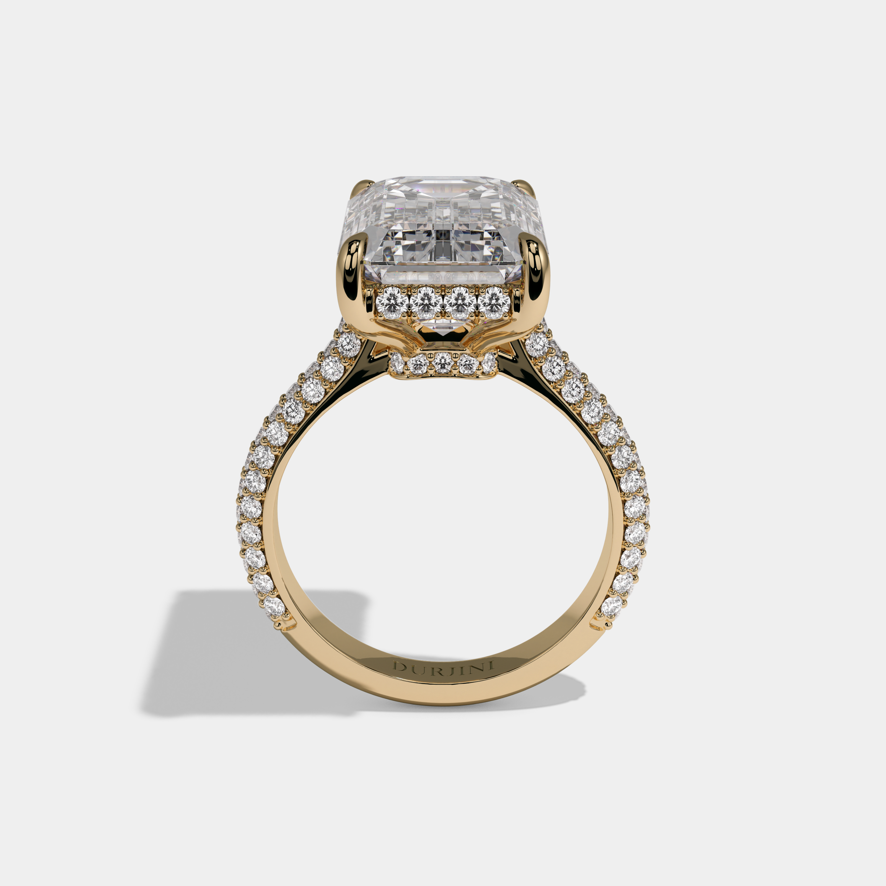 Diana Emerald Cut Diamond Band Engagement Ring 12ct 18k Yellow Gold