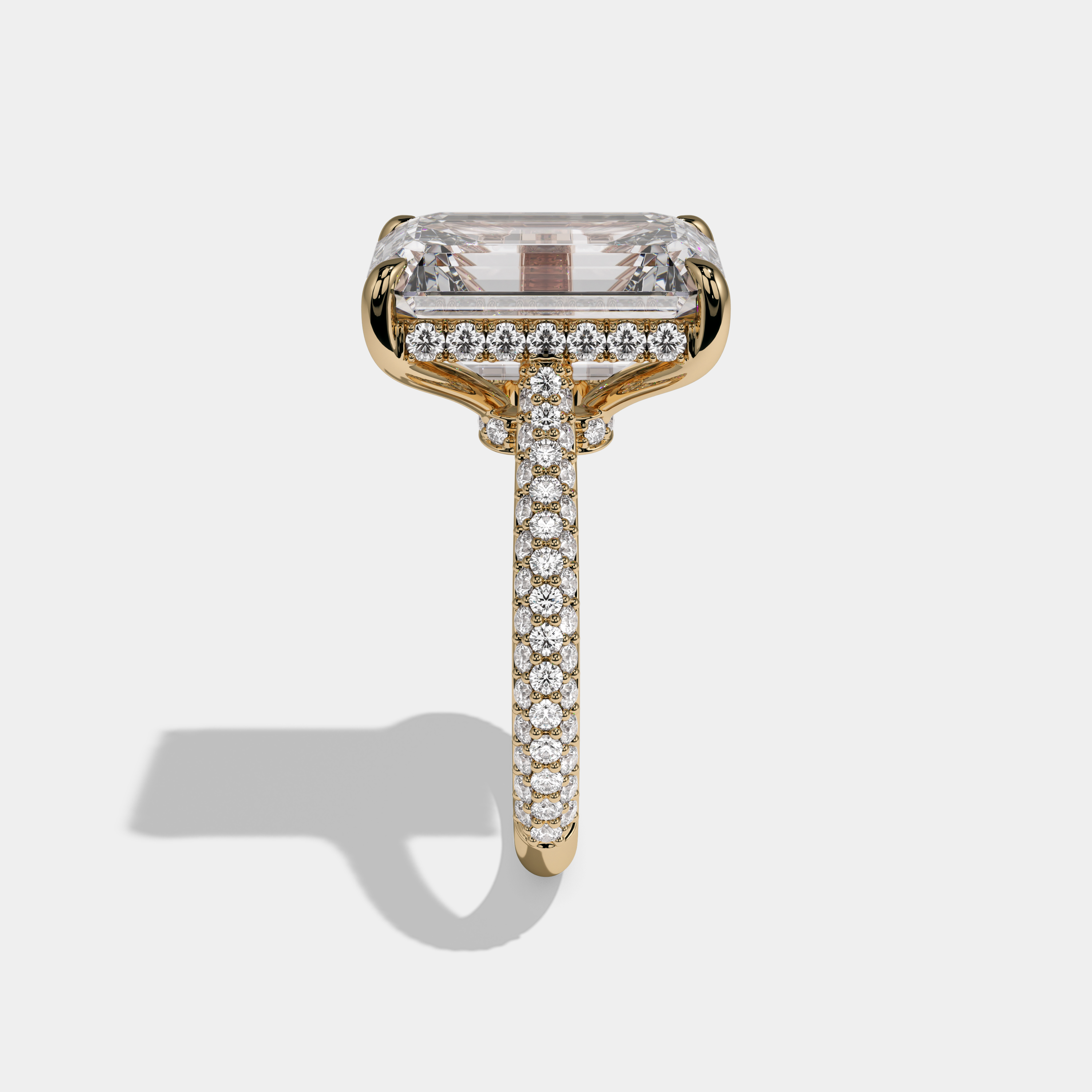 Diana Emerald Cut Diamond Band Engagement Ring 12ct 18k Yellow Gold