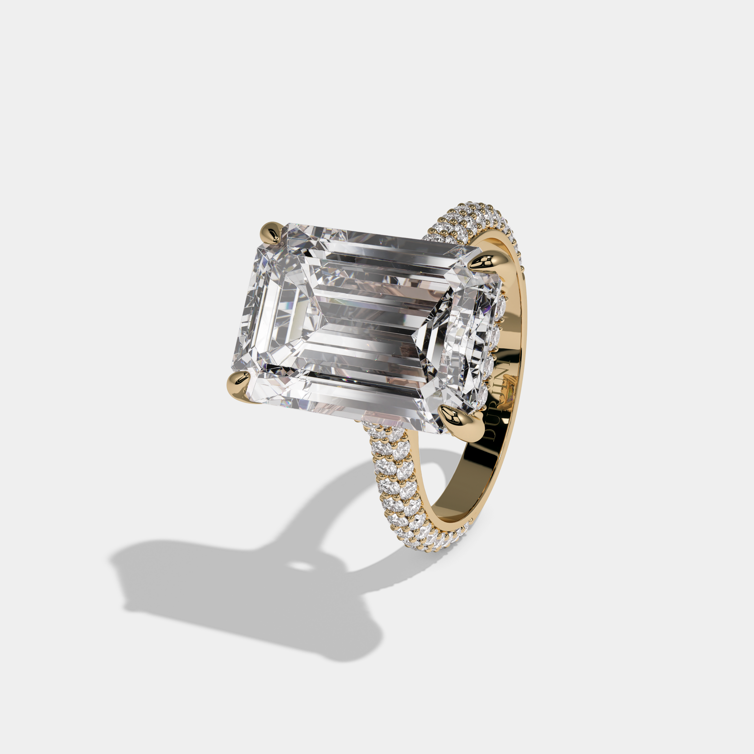 Diana Emerald Cut Diamond Band Engagement Ring 12ct 18k Yellow Gold