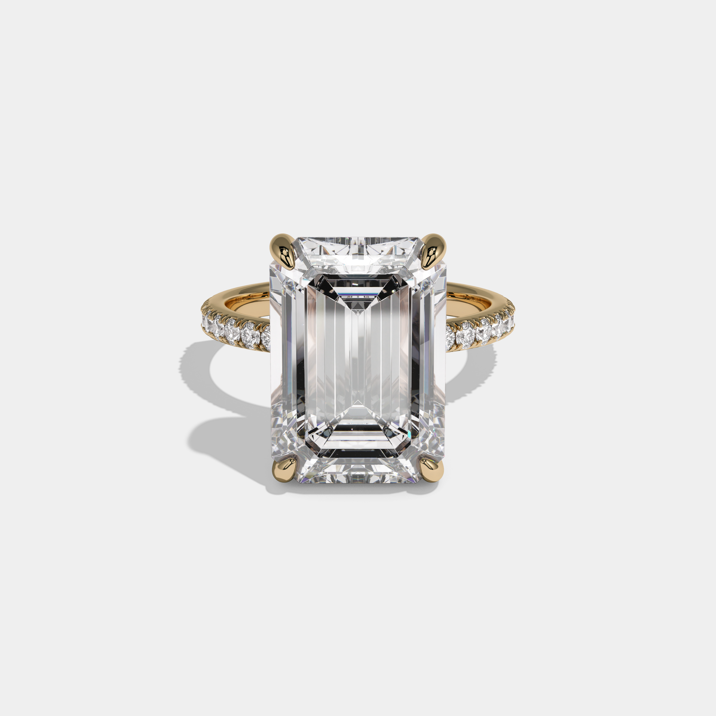 Arabella Emerald Cut Diamond Band Hidden Halo Engagement Ring 12ct 18k Yellow Gold