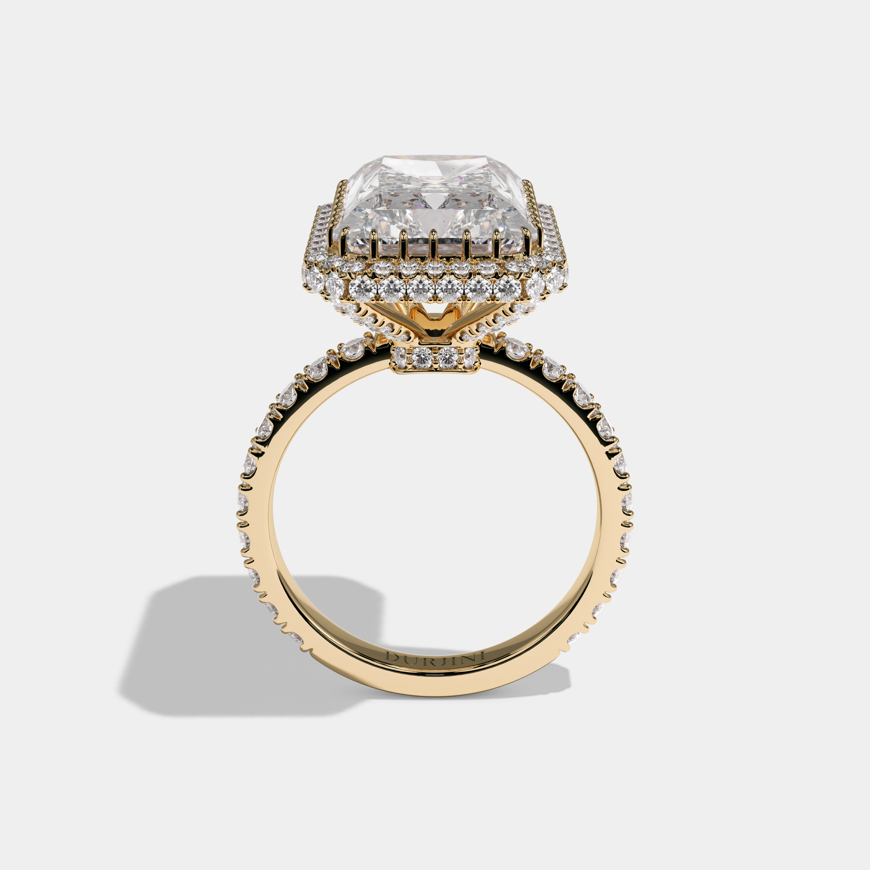 Diana Radiant Cut Diamond Halo Engagement Ring 10ct 18K Yellow Gold