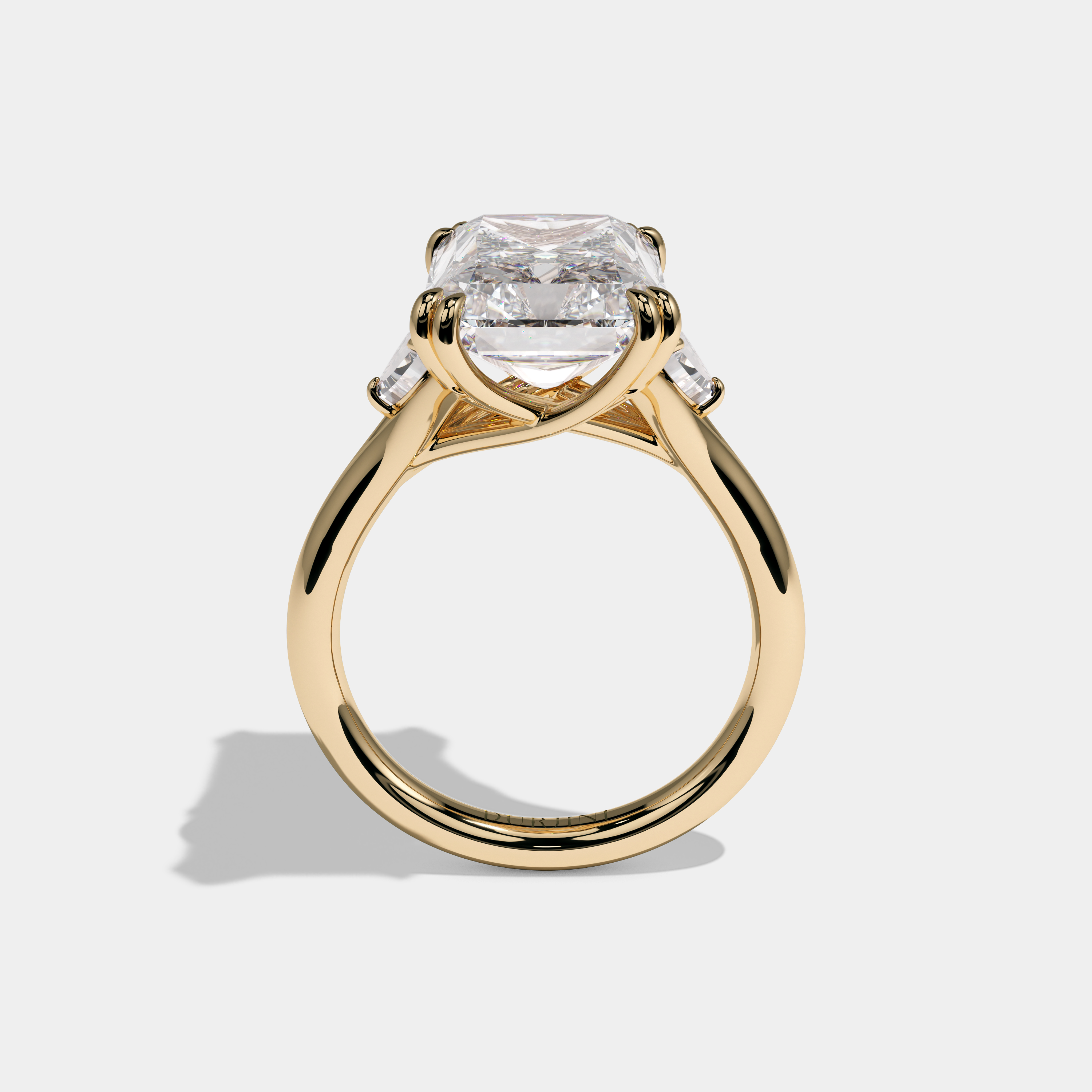 Victoria Radiant Cut Diamond Engagement Ring Plain Band 9ct 18K Yellow Gold
