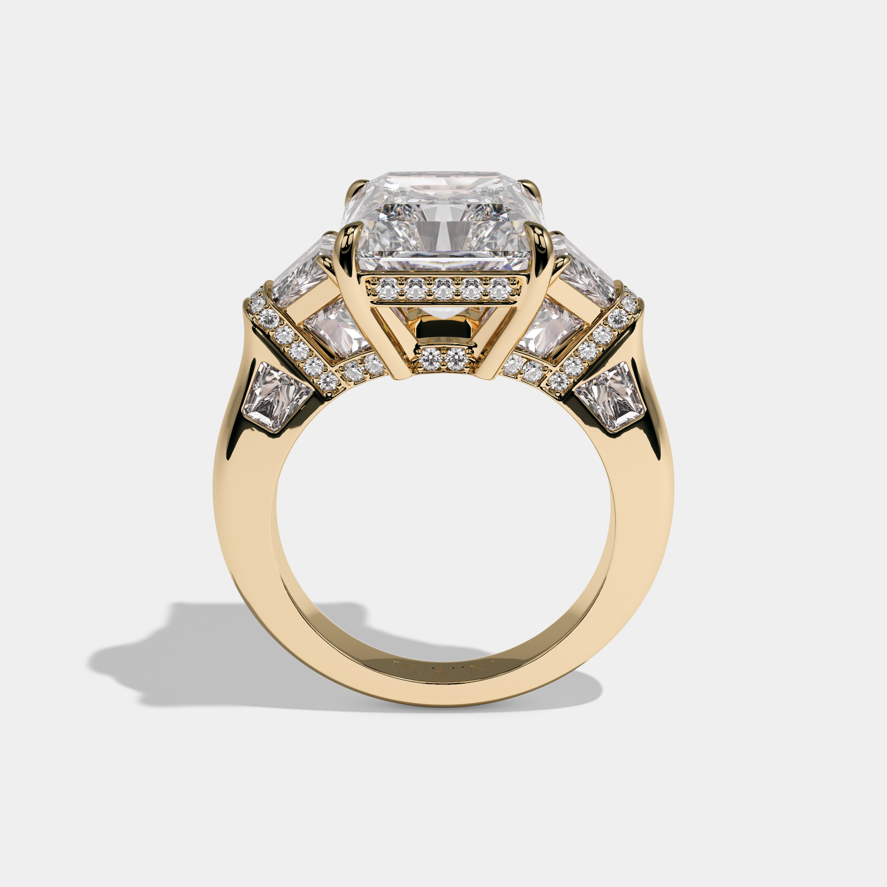 Florentina Radiant Cut Diamond Halo Engagement Ring 10ct Plain Band 18K Yellow Gold