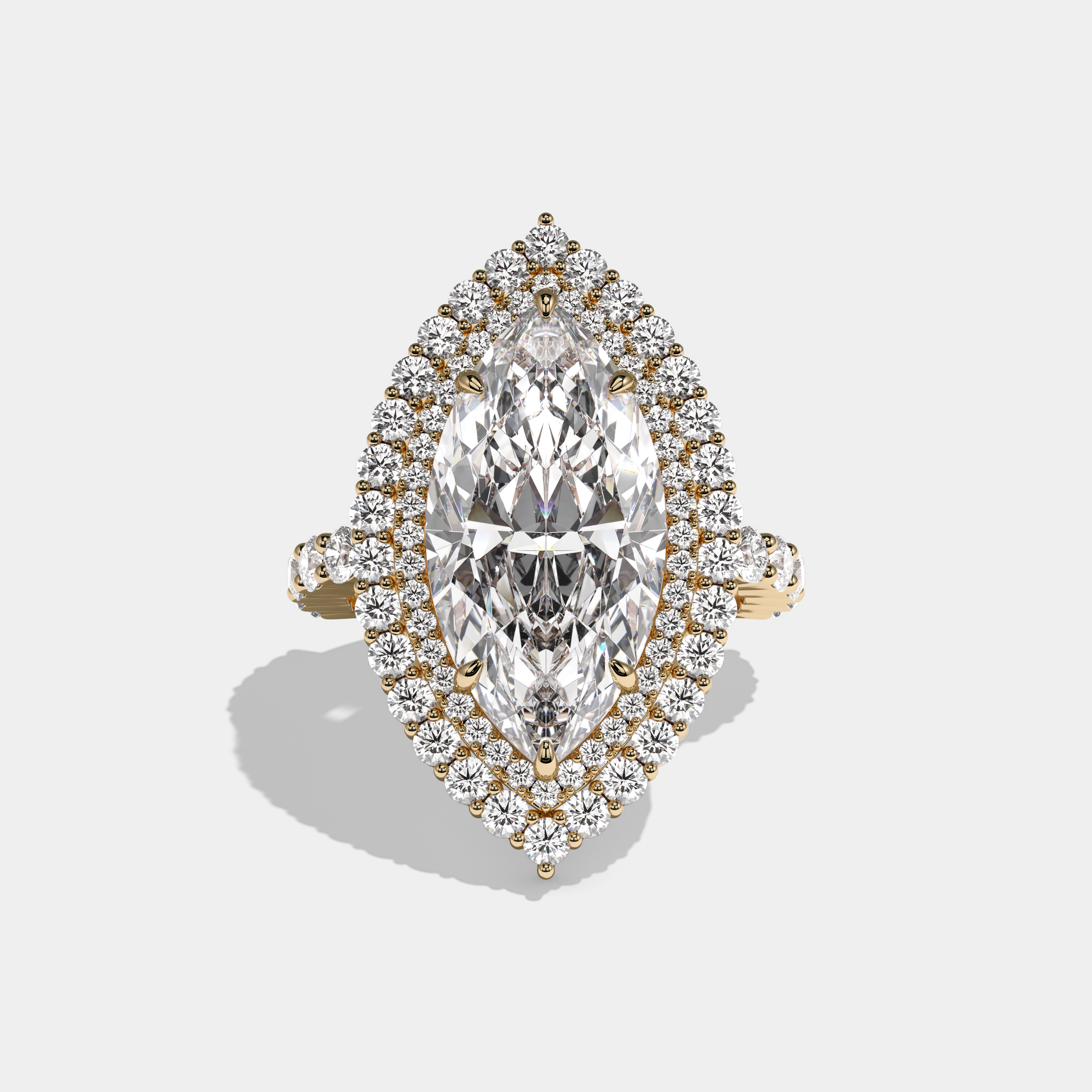 Victoria Marquise Cut Diamond Halo Engagement Ring 10ct 18K Yellow Gold