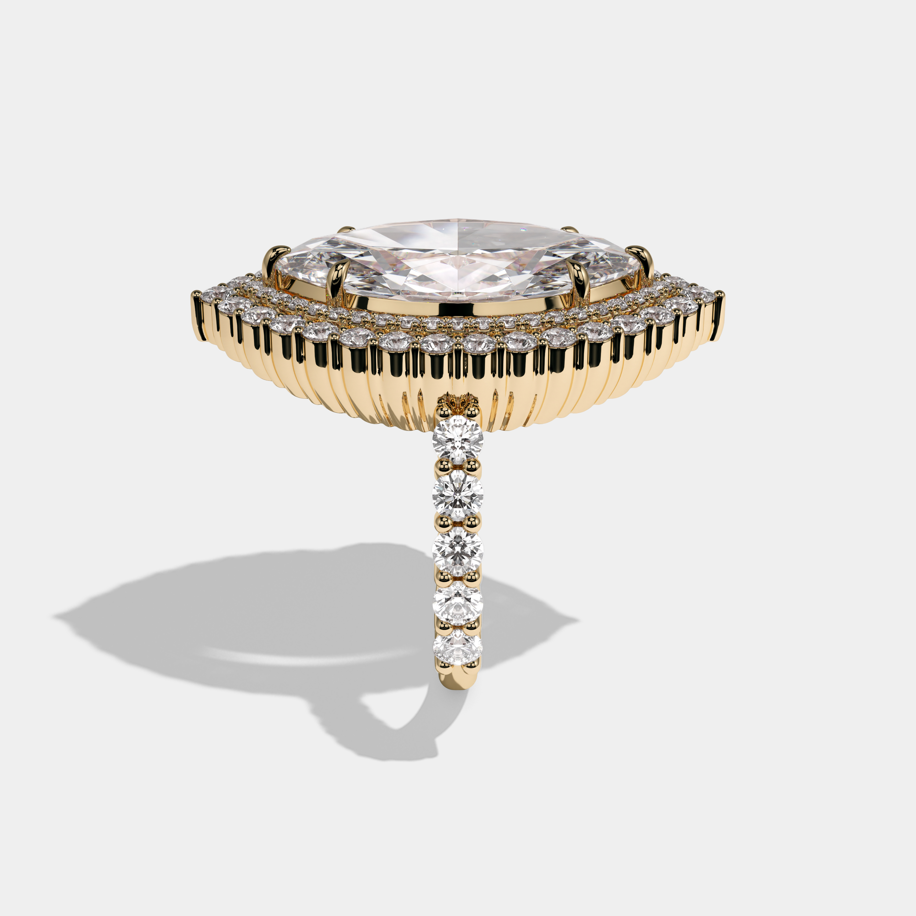 Victoria Marquise Cut Diamond Halo Engagement Ring 10ct 18K Yellow Gold