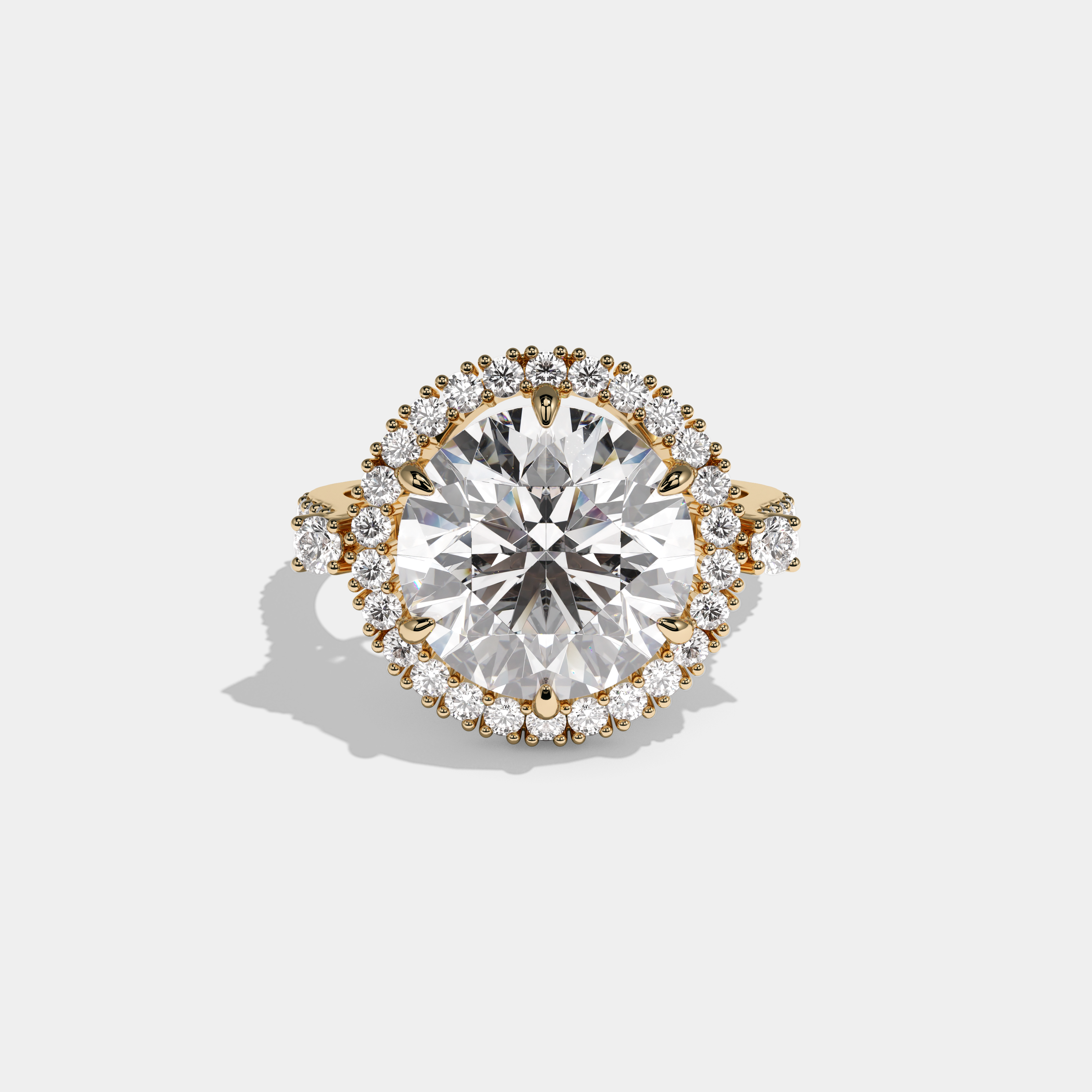 Isabelle Round Brilliant Cut Diamond Halo Engagement Ring 9ct 18K Yellow Gold