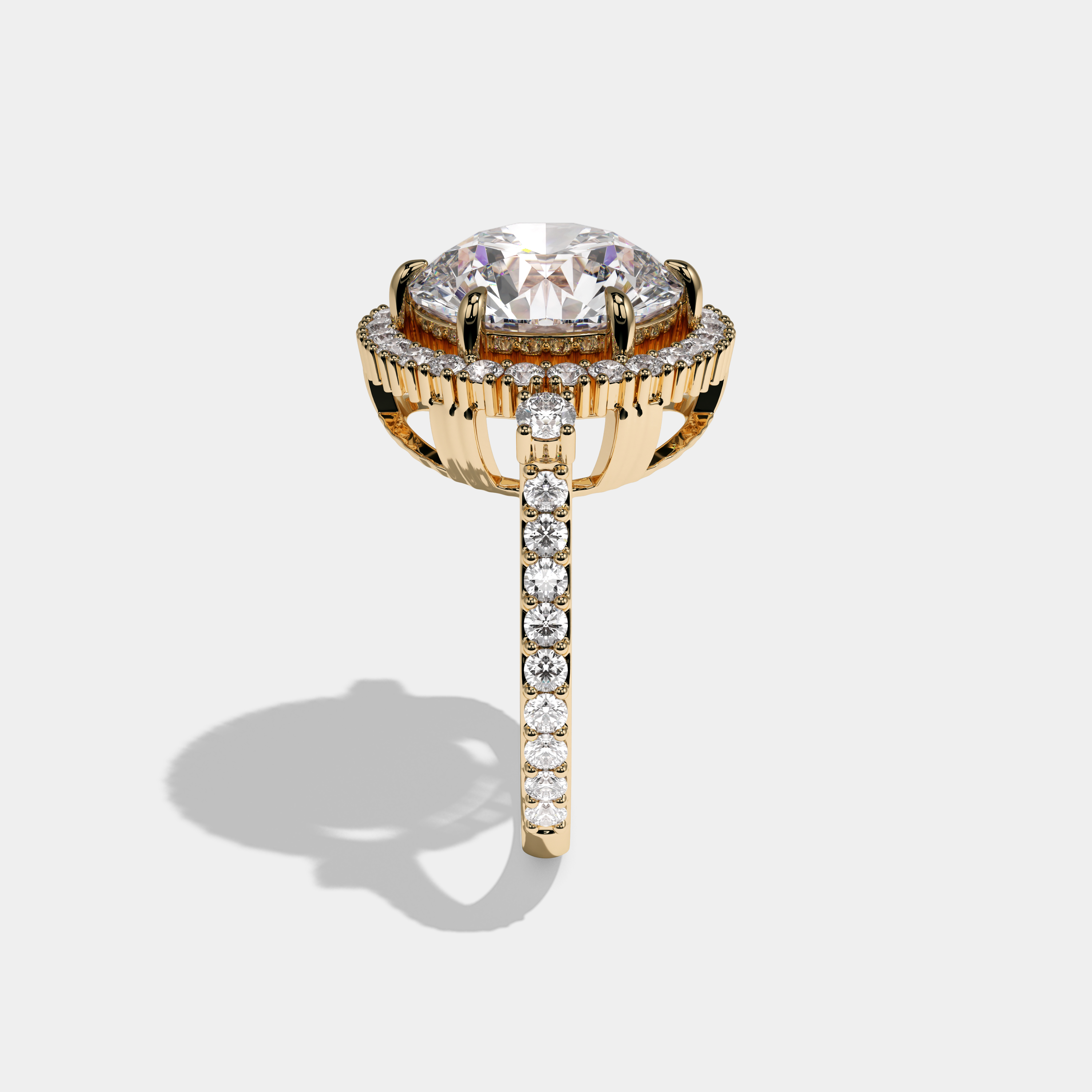 Isabelle Round Brilliant Cut Diamond Halo Engagement Ring 9ct 18K Yellow Gold