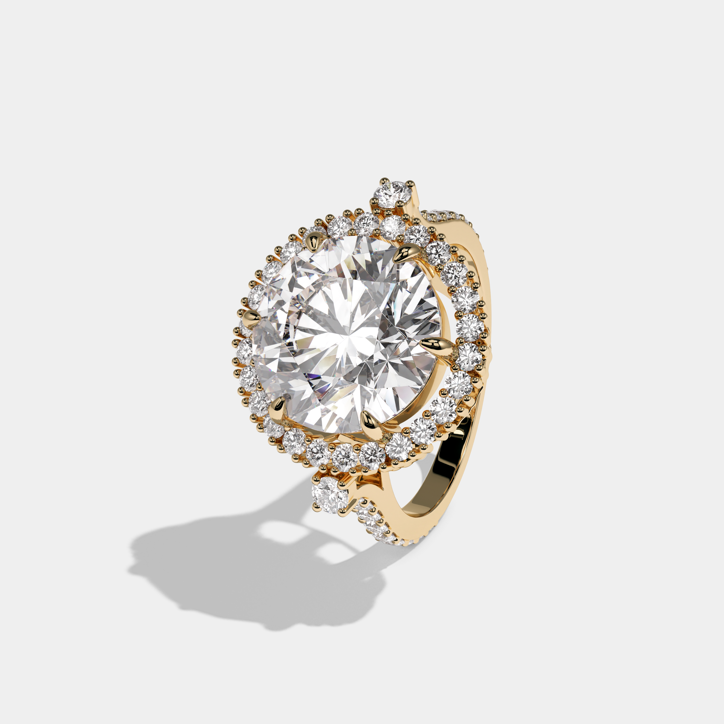 Isabelle Round Brilliant Cut Diamond Halo Engagement Ring 9ct 18K Yellow Gold
