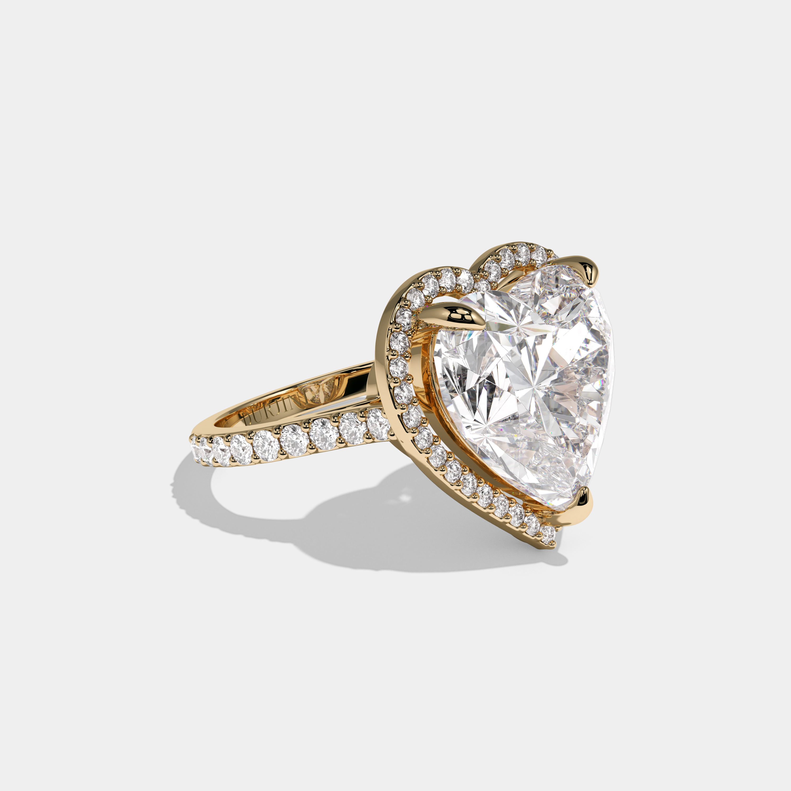 Diana Heart Cut Diamond Halo With Diamond Band Engagement Ring 10ct 18k Yellow Gold