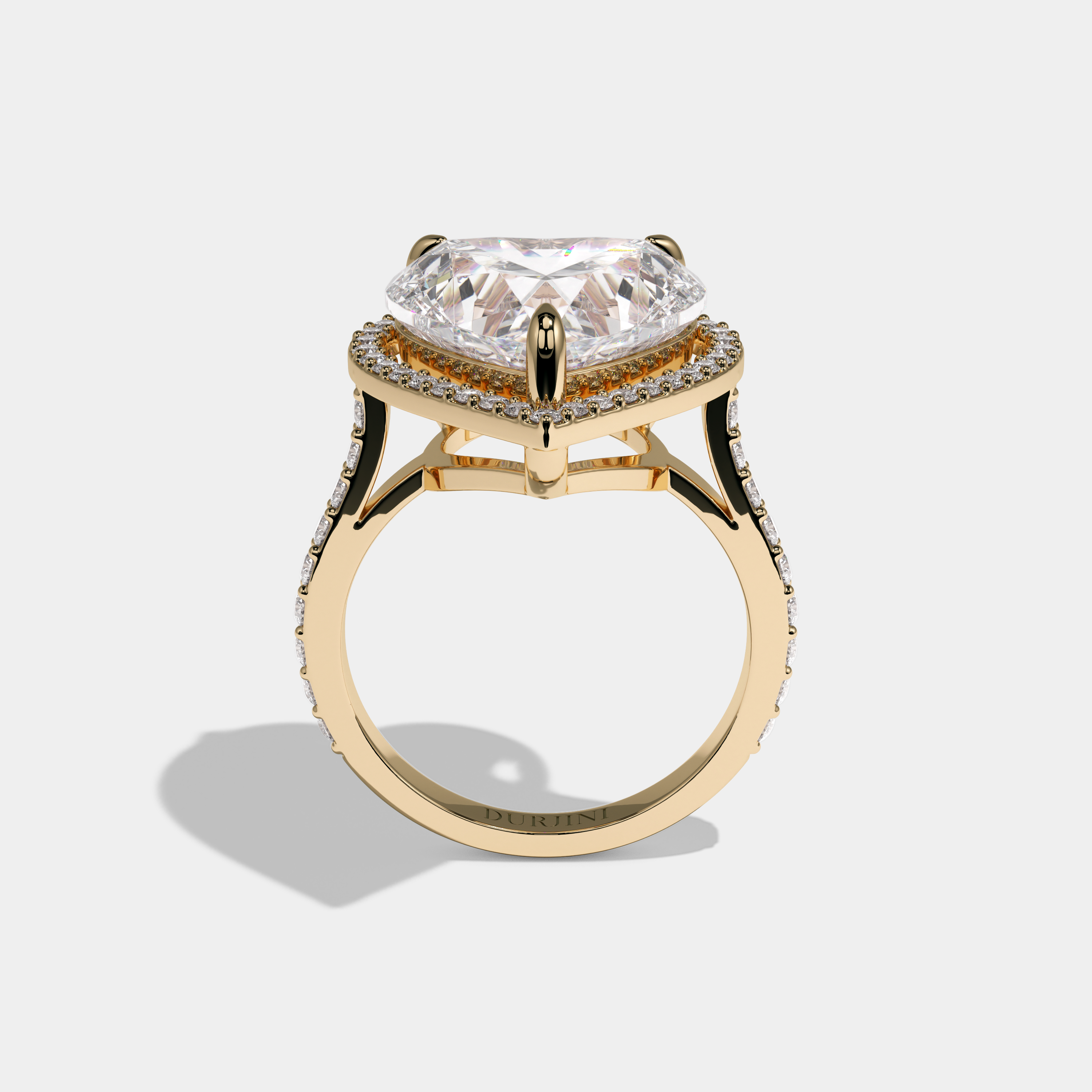 Diana Heart Cut Diamond Halo With Diamond Band Engagement Ring 10ct 18k Yellow Gold