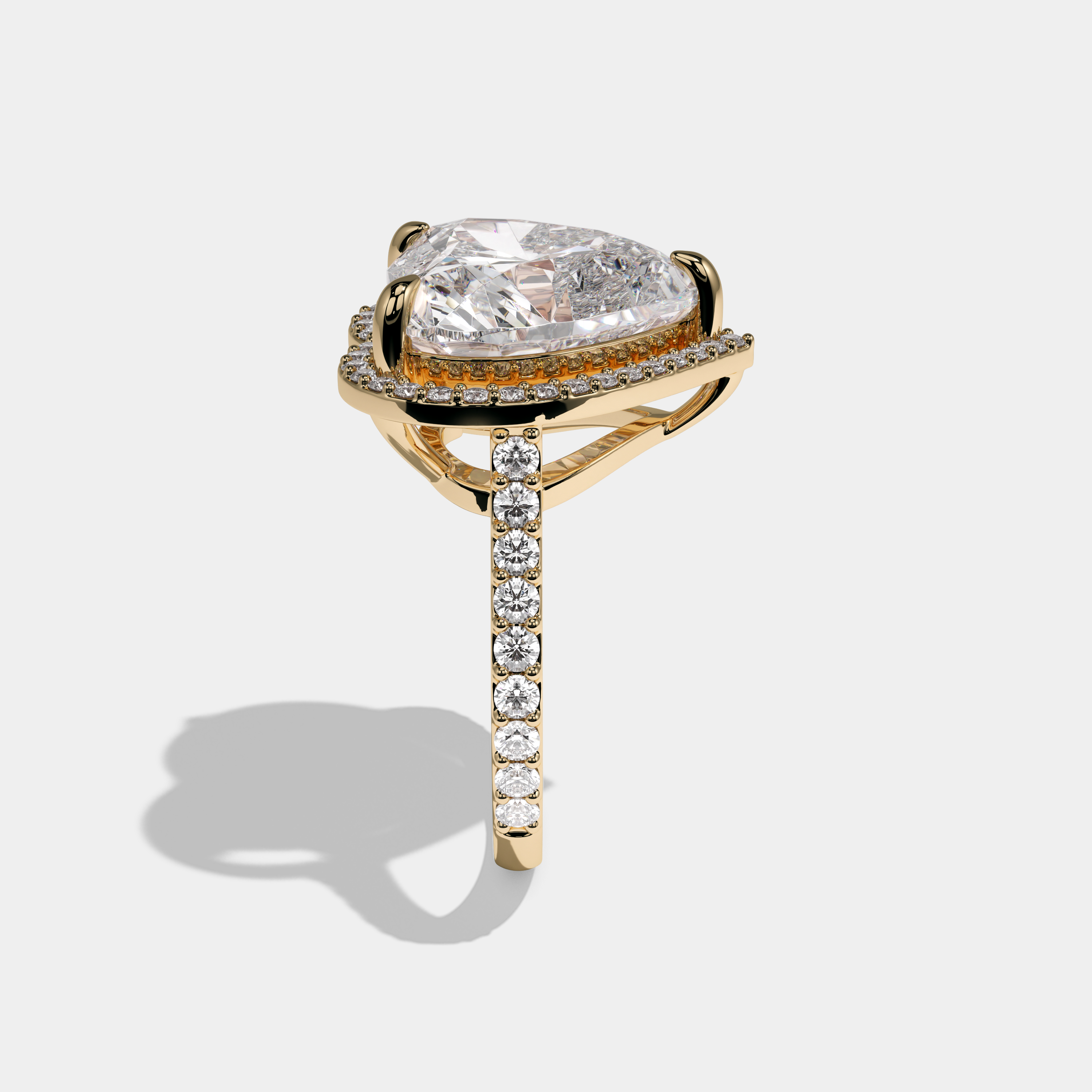 Diana Heart Cut Diamond Halo With Diamond Band Engagement Ring 10ct 18k Yellow Gold