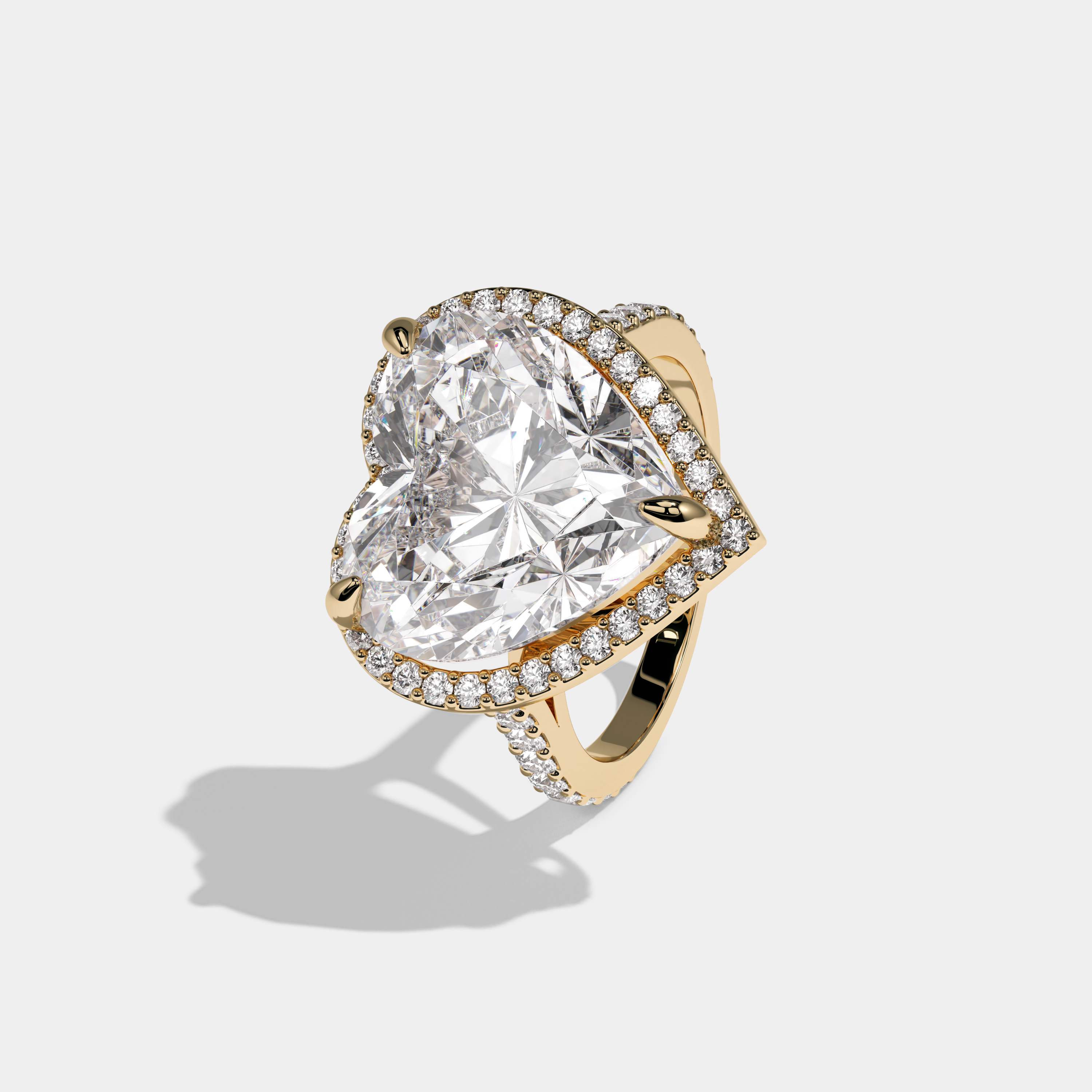 Diana Heart Cut Diamond Halo With Diamond Band Engagement Ring 10ct 18k Yellow Gold