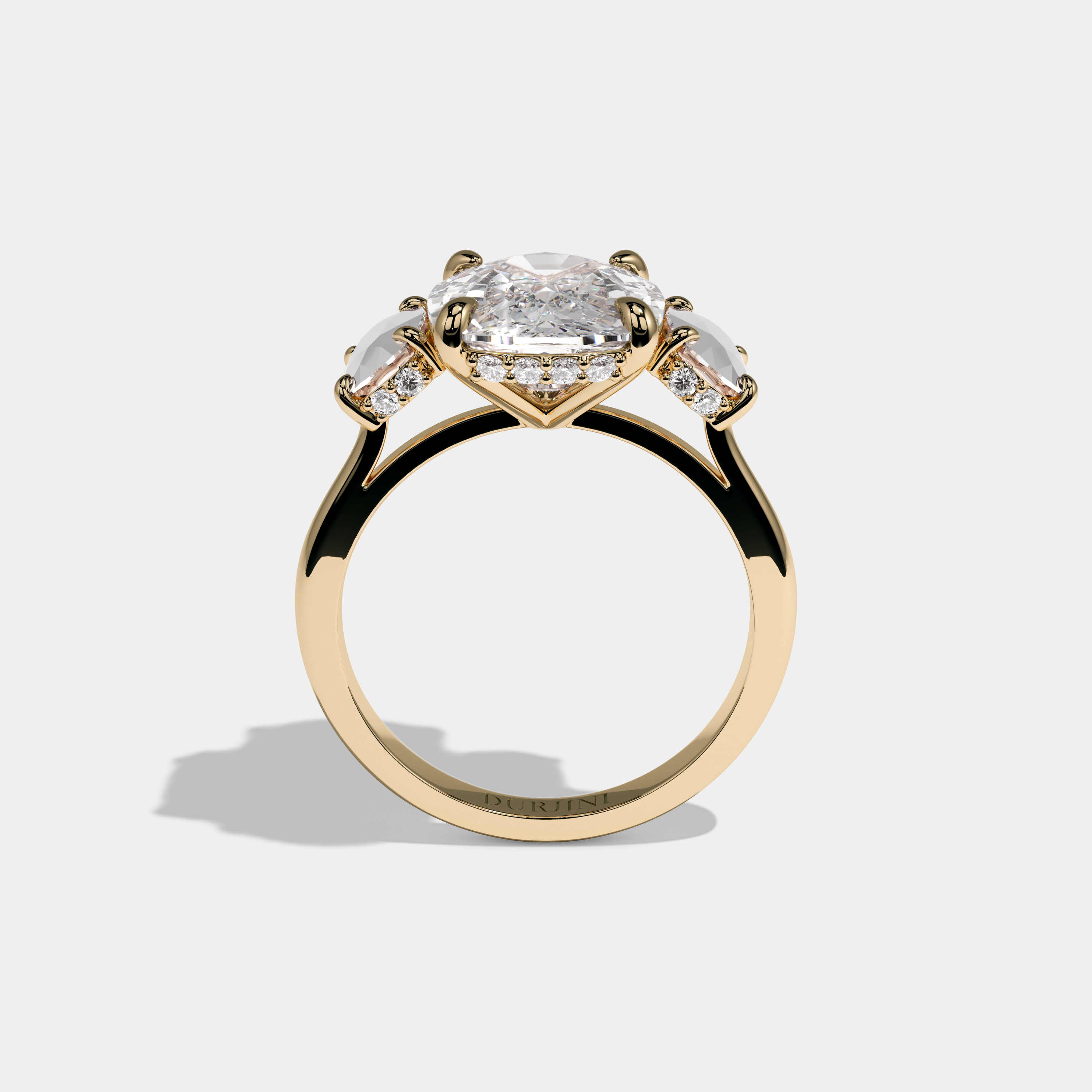 Elizabeth Cushion Cut Diamond With Cushion Cut Sides Plain Band Engagement Ring 10ct 18k Yellow Gold